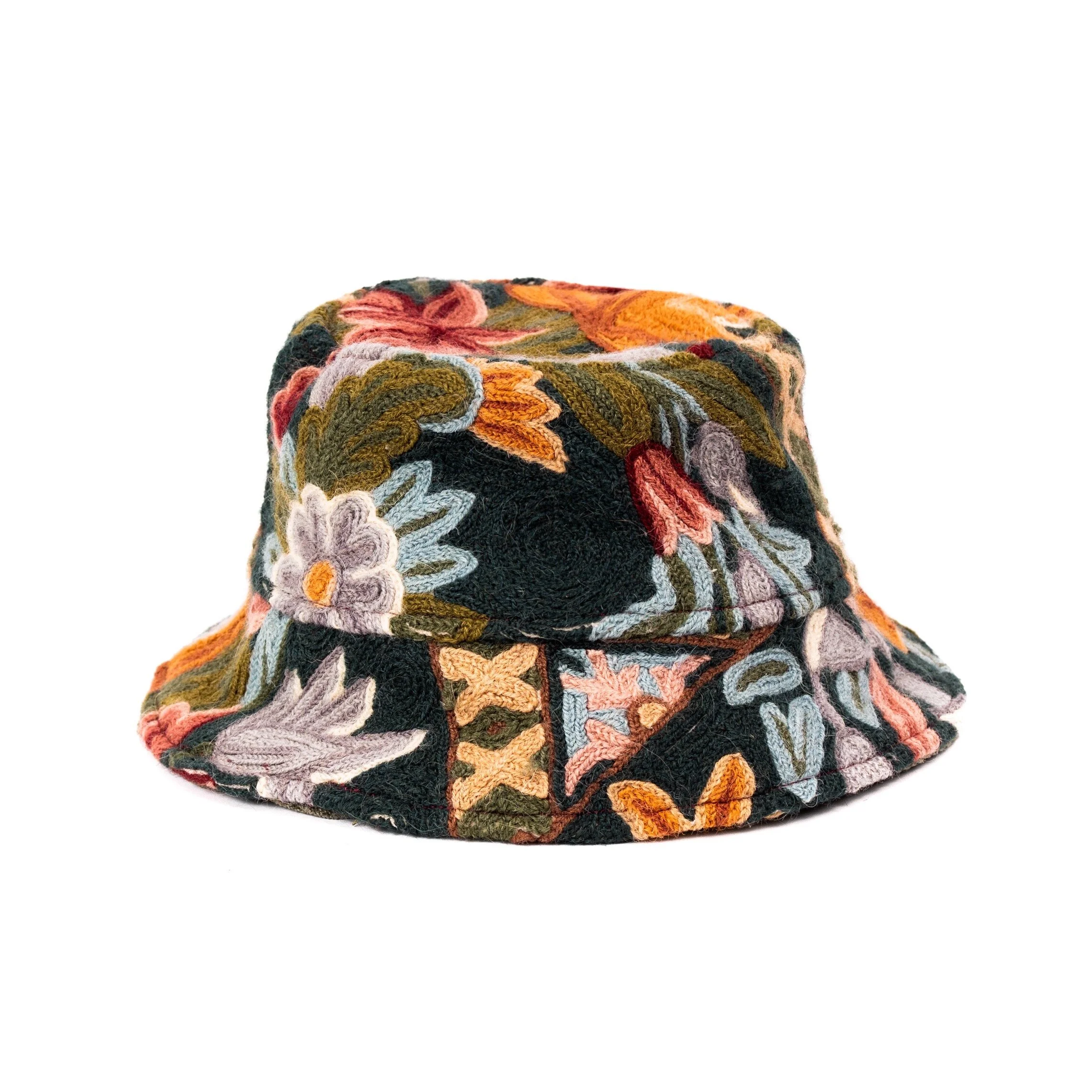 Wool floral bucket hat