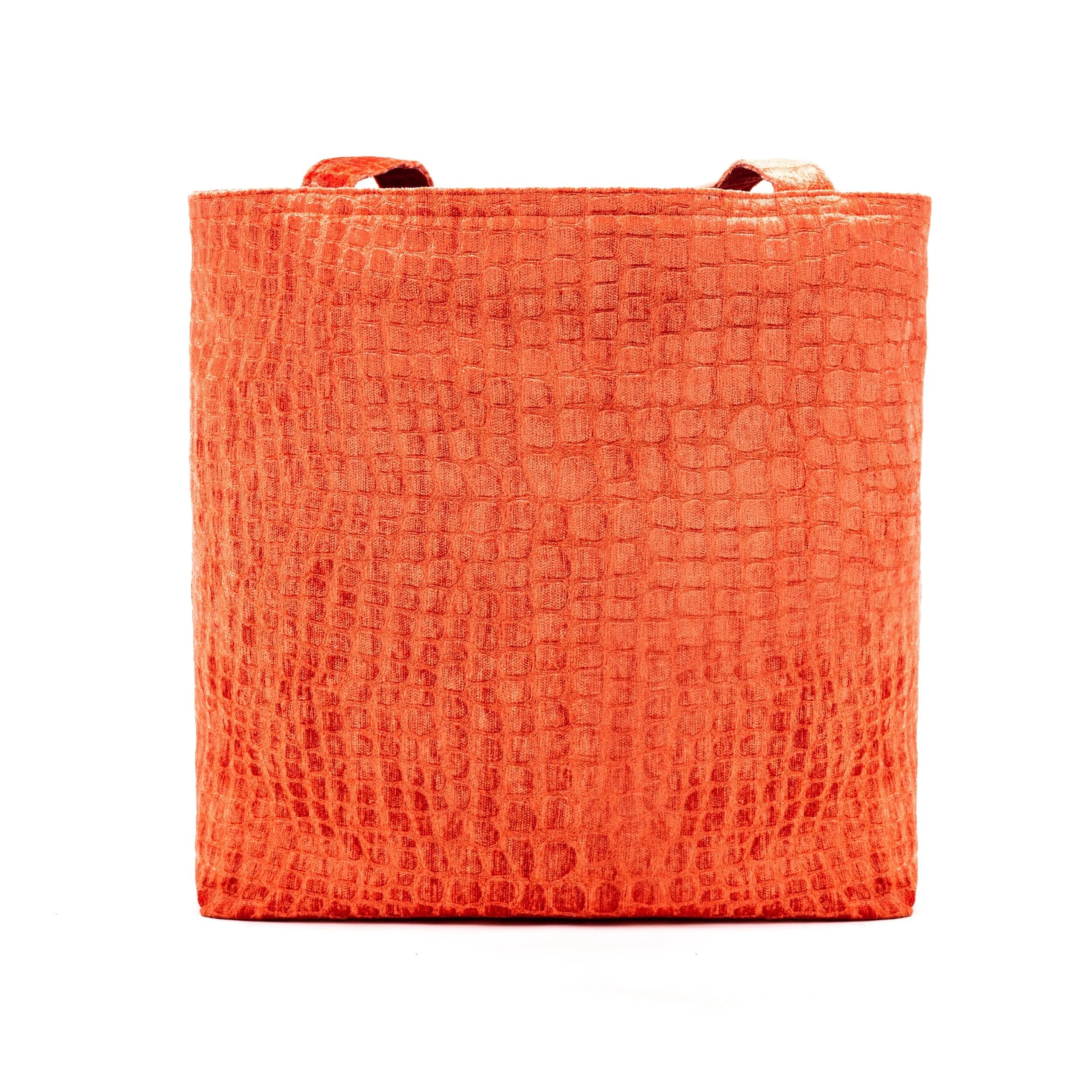 Tangerine Crocodile Python Tote Bag — N O N A M E