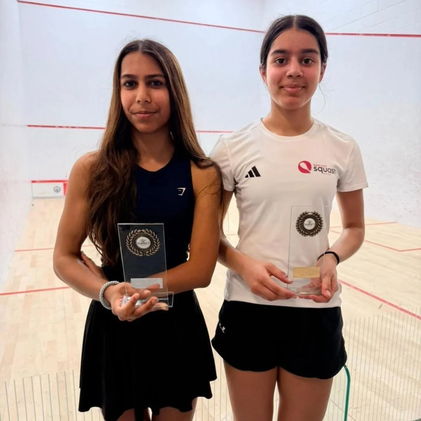 This weekend Nikita played her sister Maya in the final of the Surrey Ladies Closed. 

Maya came close to winning with 2 match balls in the 4th game, but ultimately big sister Nikita came through to take the championship!

Well done to both of you fo