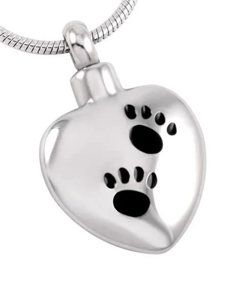 Stainless Steel Heart Paw Print