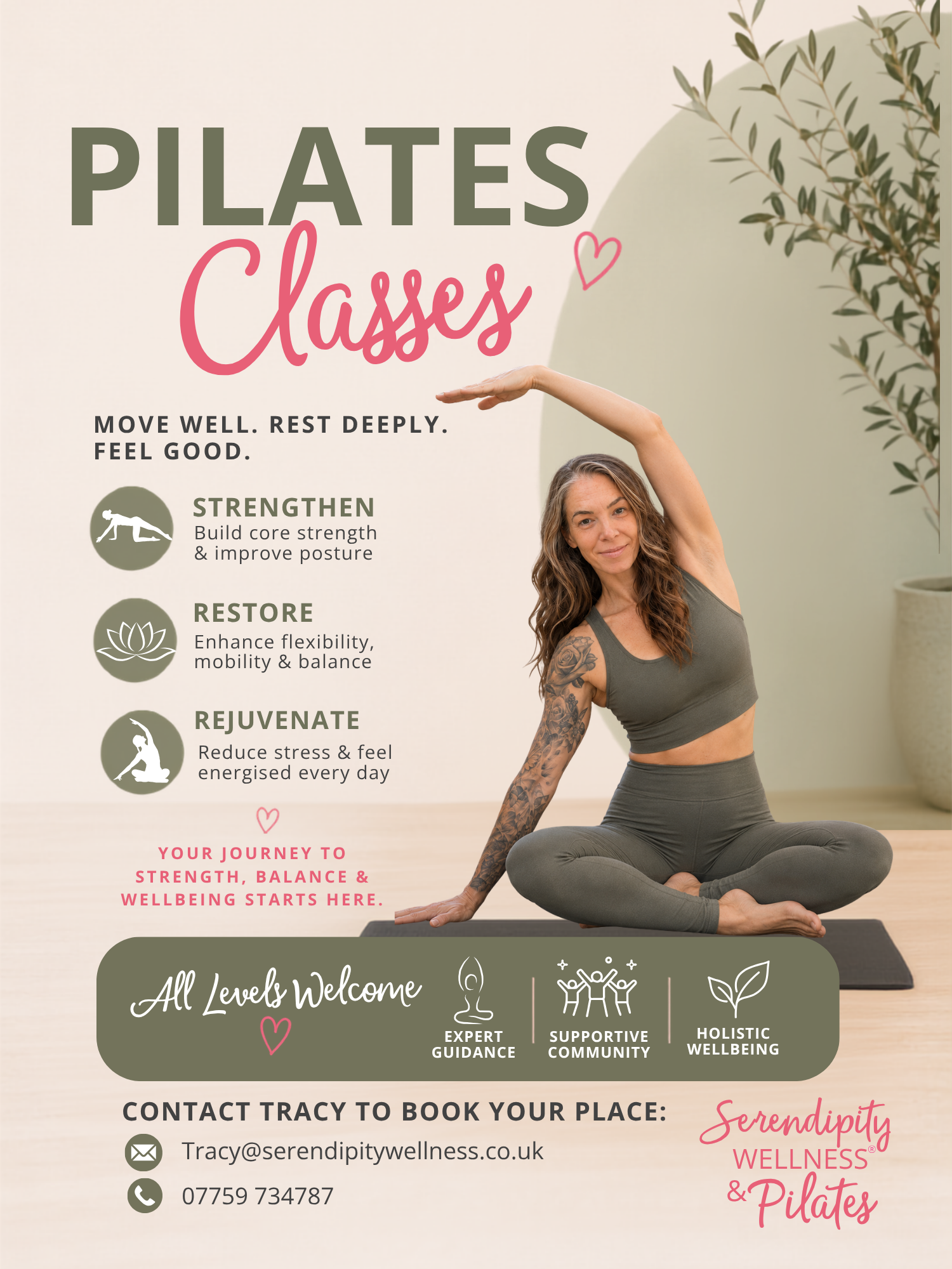 Pilates classes in Brownsover, Bulkington & Shilton with Tracy from Serendipity Wellness® & Pilates