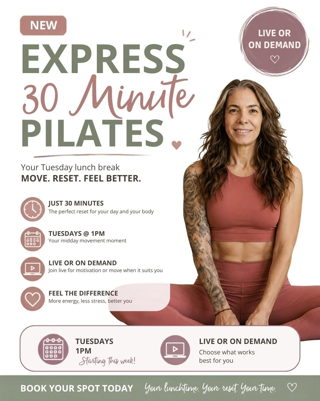 Online express 30minute Pilates class with Tracy of Serendipity Wellness® & Pilates