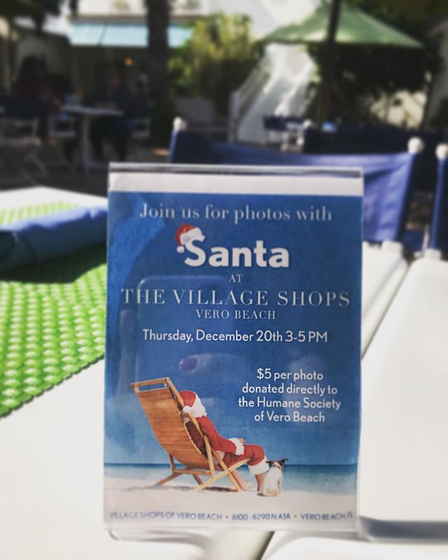 Santa Claus is coming to town! Join us here at the Village Shops on Thursday 3-5pm to take a photo with Santa- It will be $5 per photo and all proceeds will be donated directly to the Humane Society of Vero Beach. &lsquo;Tis the season for giving! #V