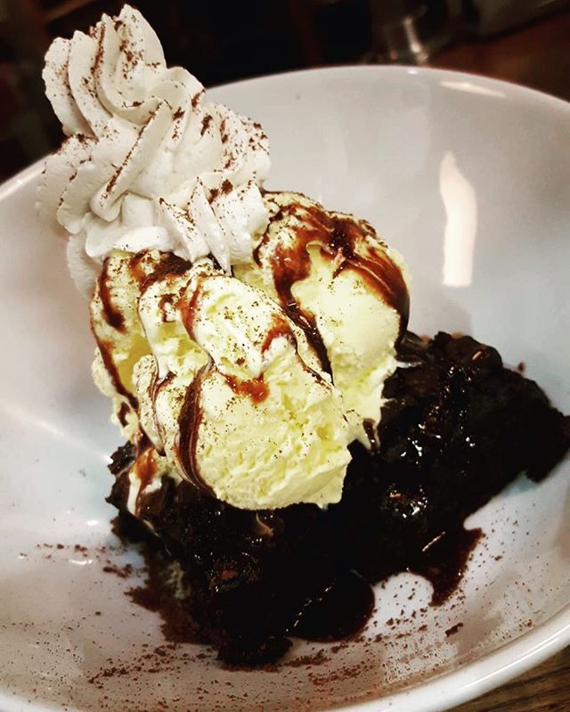 Sometimes our servers like to get a little creative with desserts... Our Ghiraradelli brownie with vanilla ice cream, chocolate syrup and home made whipped cream... YUM! #LeaningTowerOfDessert #PassTheSpoon #CitronVB