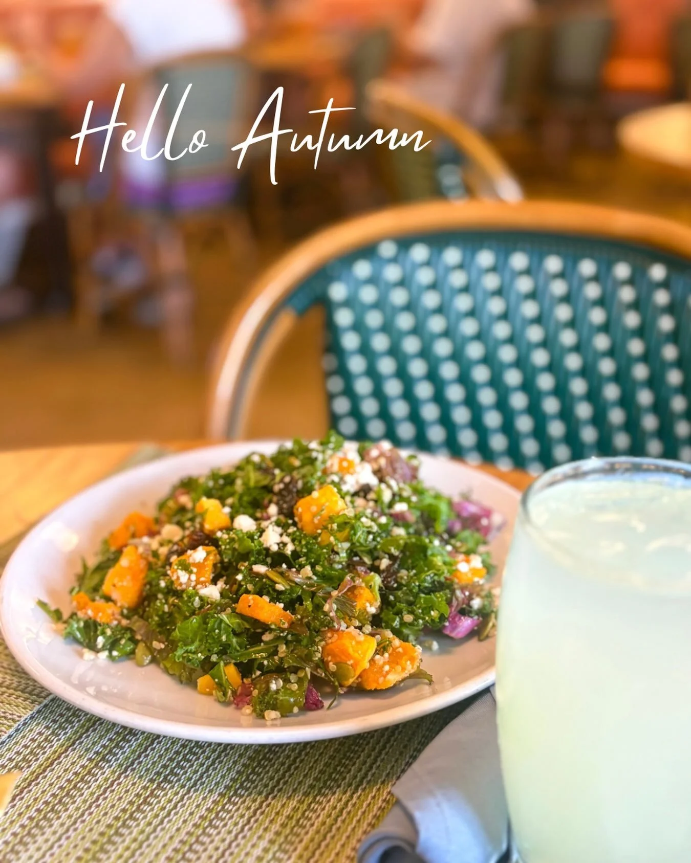 Stepping into the Fall Season with our delicious Kale Salad🍁

✨With Shaved Kale, Queso Fresco, Butternut Squash, Quinoa, Dried Cherry, Pumpkin Seed, and a Sherry Shallot Vinaigrette.
.
.
#lunchdate #kalesalad #fallvibes🍁 #coastal