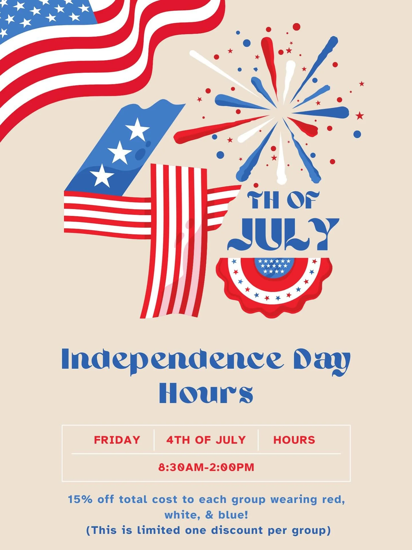 🇺🇸 Celebrate freedom the loud way! 🎯
Kick off your 4th of July with some red, white, and bang at the range! We&rsquo;re open 8:30AM&ndash;2:00PM this Friday, July 4th! 
🎉 Wear red, white &amp; blue as a group and score 15% off your total! This di