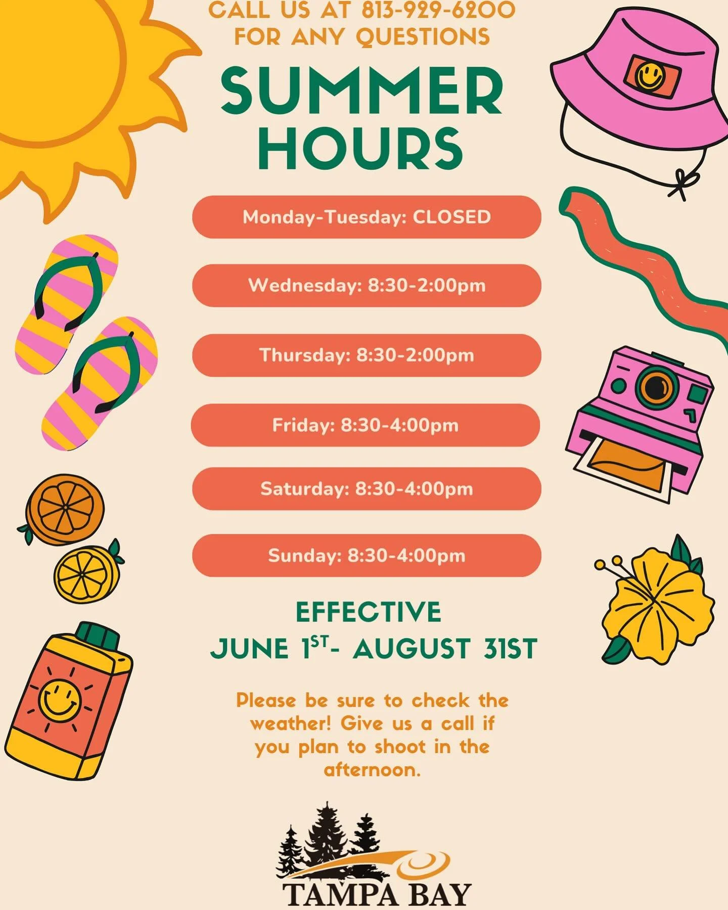 Summers approaching, just wanted to remind everyone of our summer hours that take effect June 1st!