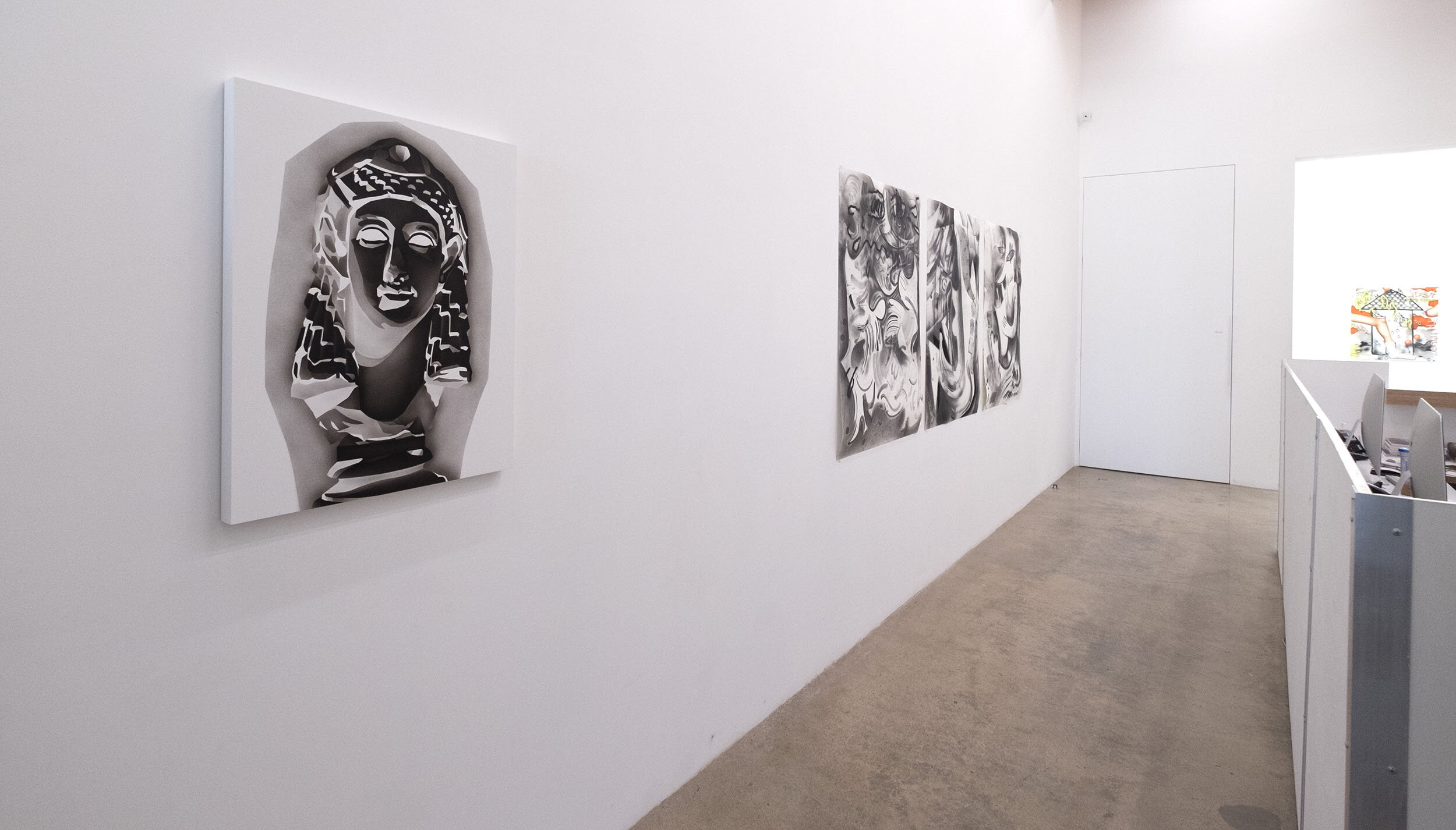   Olimpia’s Eyes,  Installation view. Pictured: Tracy Molis, Brian Scott Campbell 