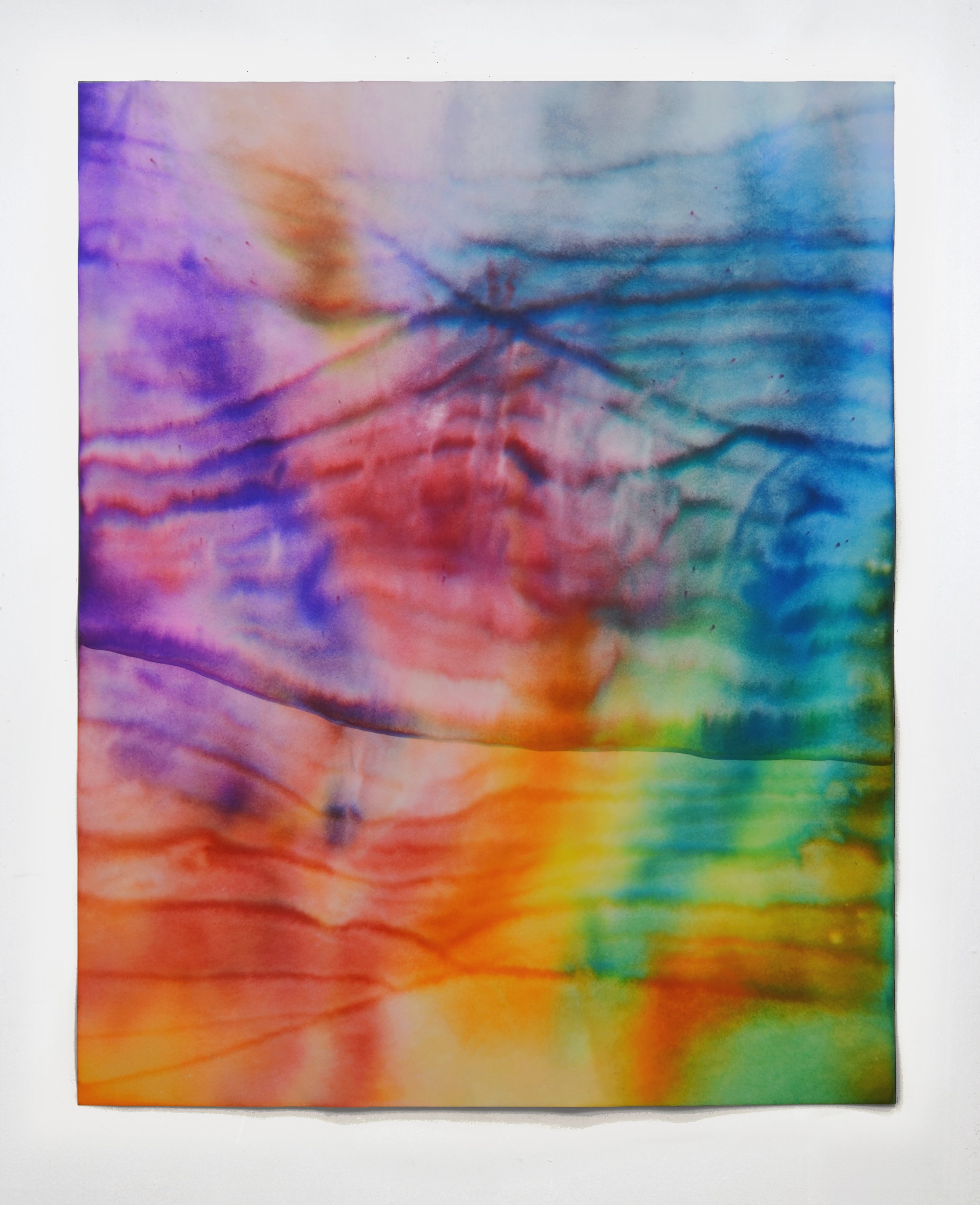  May 1 2023 (Colores de ti), 2023, ink on chromatography paper soaked in Advil/Codeine solution, 40 x 30 inches    BEN WEINER: MOOD DRAWINGS AT MARK MOORE FINE ART, LOS ANGELES, CA  Mark Moore Fine Art is pleased to present Ben Weiner: Mood Drawings,