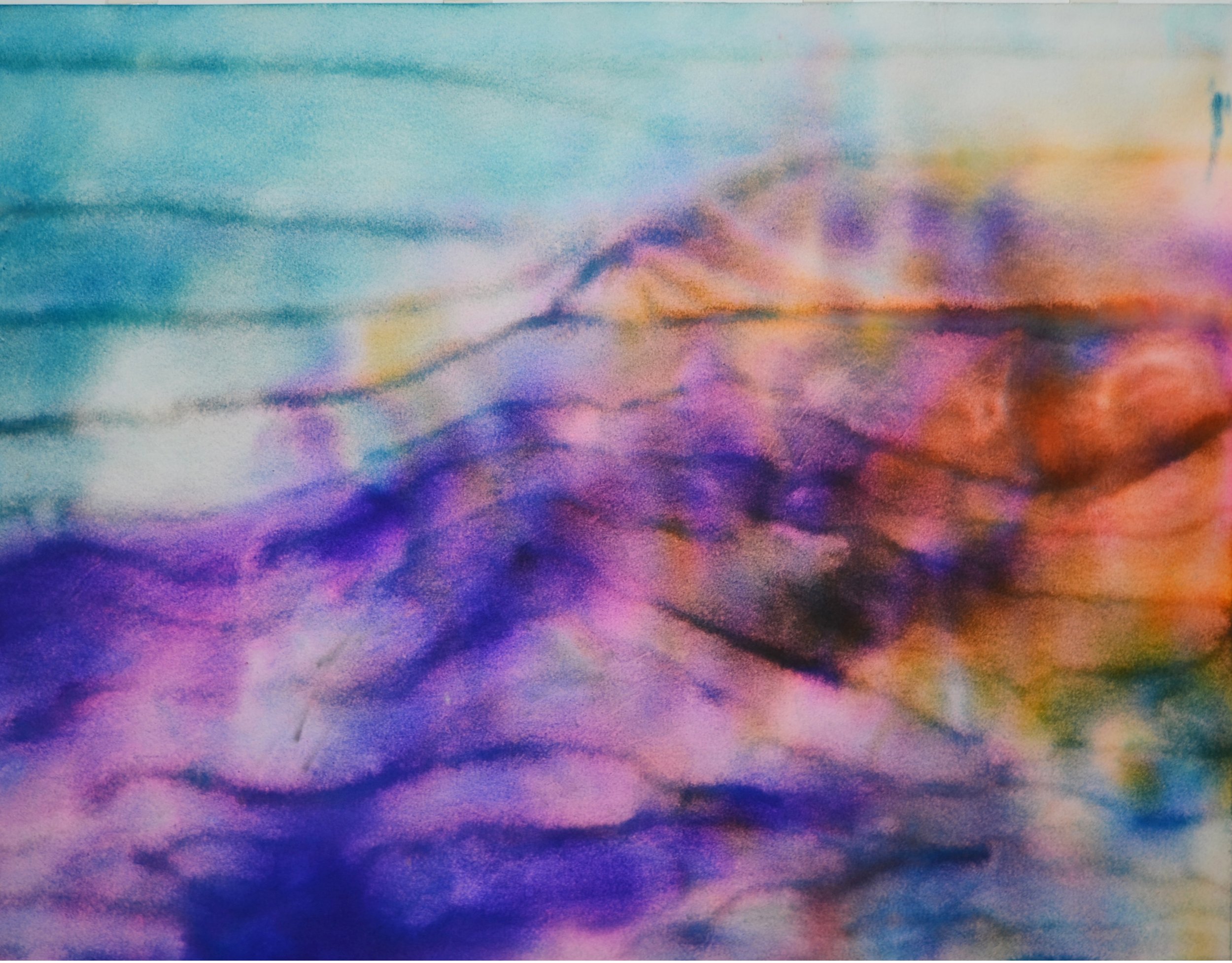  Detail, August 24, 2023 (Ondas de Luz), 2024, ink on chromatography paper soaked in Claritin solution, 40 x 30 inches 