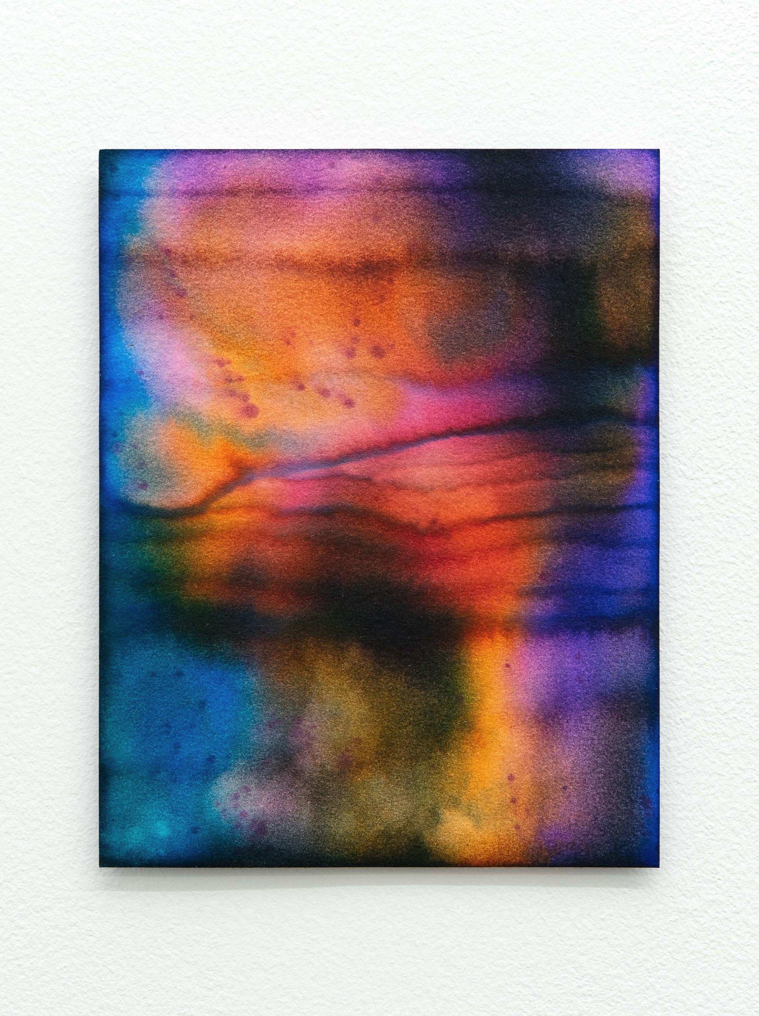  January 3 2020 (Pink Cloud), 2023, ink on chromatography paper soaked in Marijuana solution, 4.3 x 5.5 inches 
