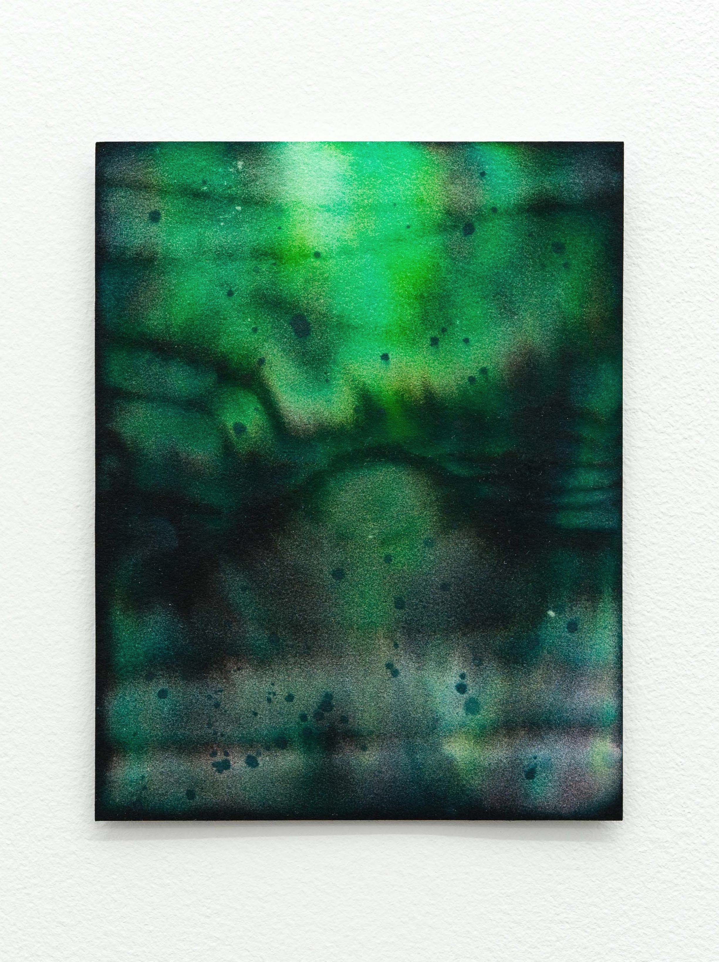  July 15 2005 (Green Shade), 2023, ink on chromatography paper soaked in Vicodin solution, 4.3 x 5.5 inches 