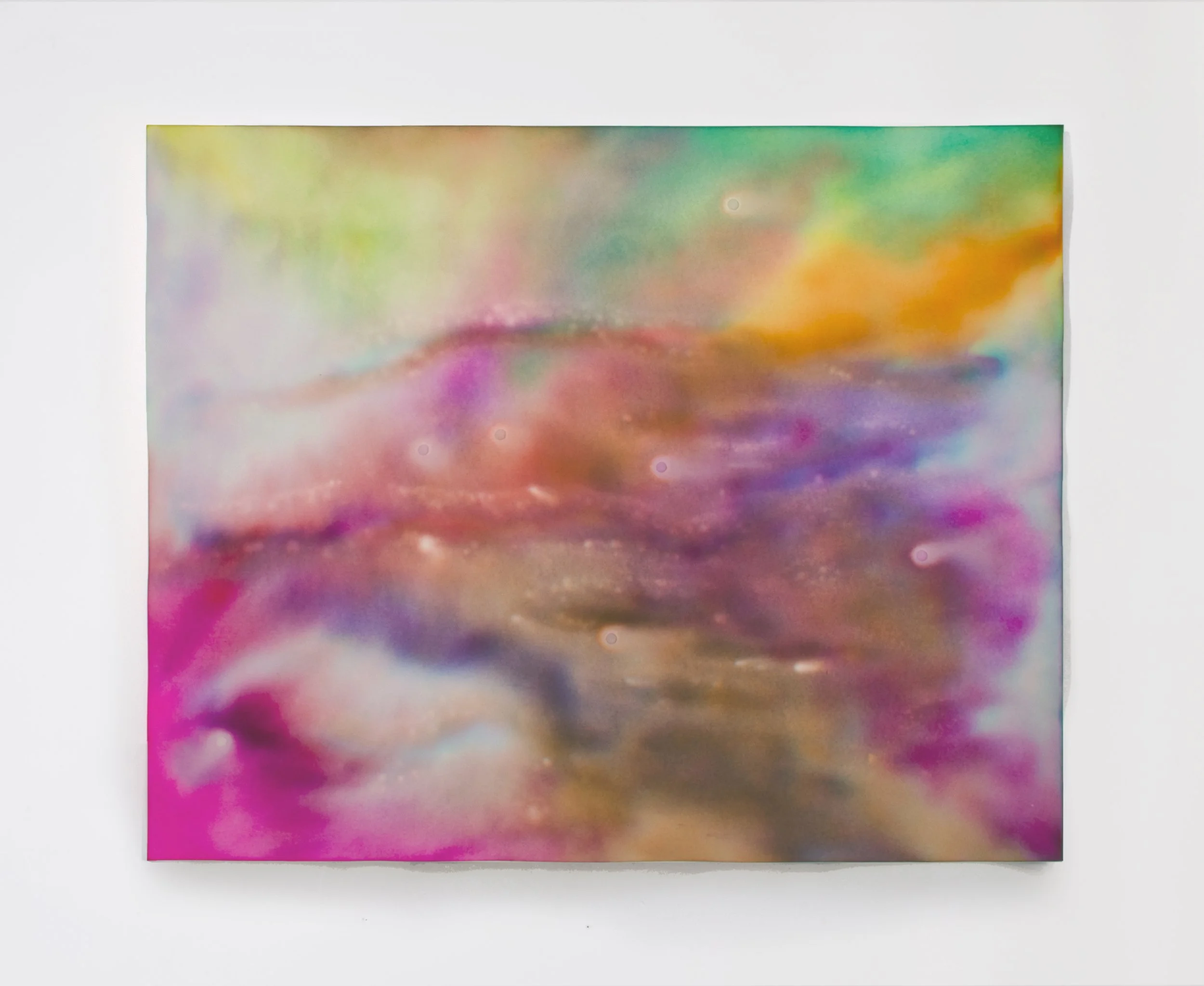  April (My Face), ink on chromatography paper soaked in Tylenol and Mezcal solution, 40 x 32 inches    BEN WEINER: DAD BOD, PRESENTED BY MARK MOORE FINE ART AND ARTSY, MARCH 12TH - MAY 3RD, 2026  Mark Moore Fine Art is pleased to present  Ben Weiner: