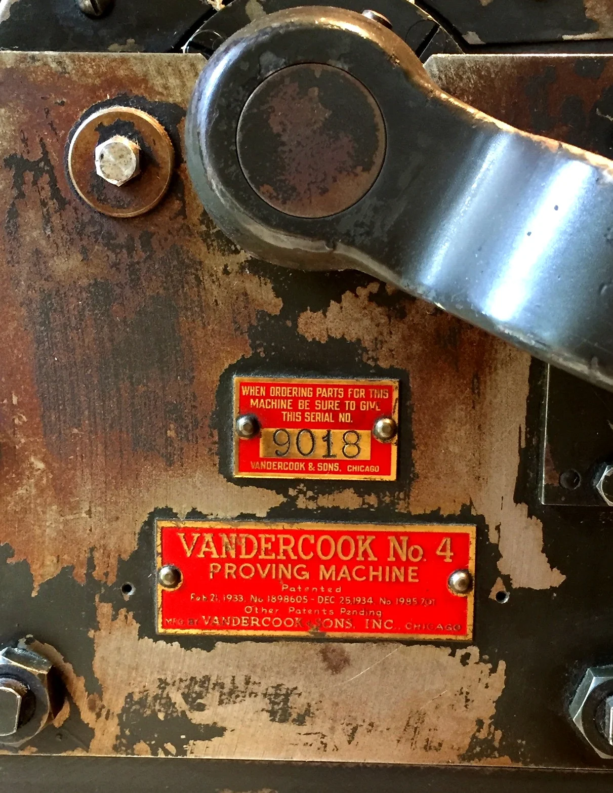  serial number plate on my printing pres 