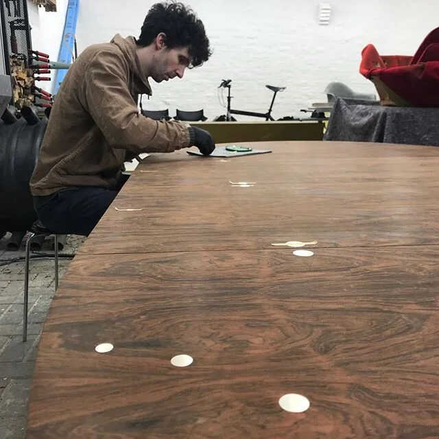 God is in the details:
Sterling silver inlay in a rosewood Judastable ~ Finn Juhl . Collab with good friends @emenel.be .