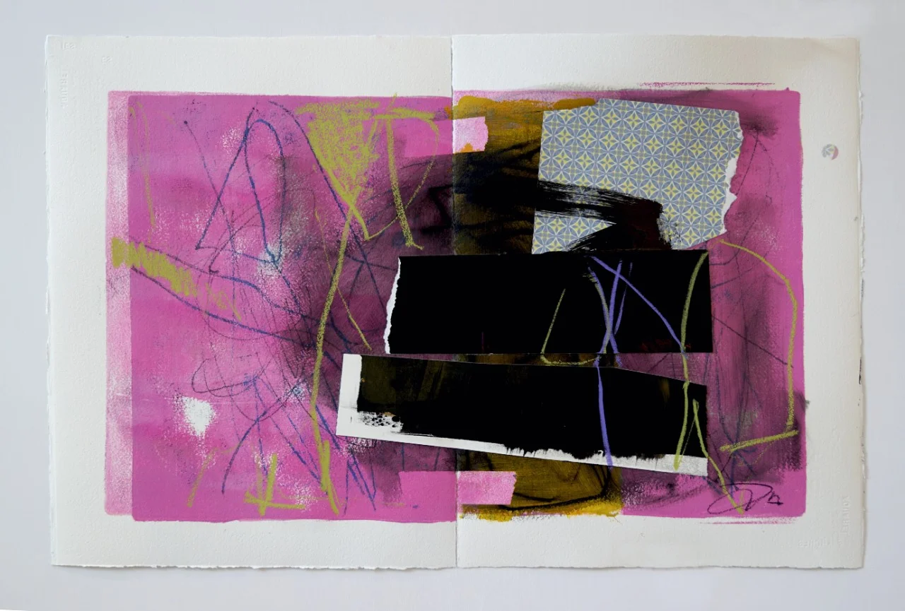“Fuchsia” Collage on paper 22” x 15”