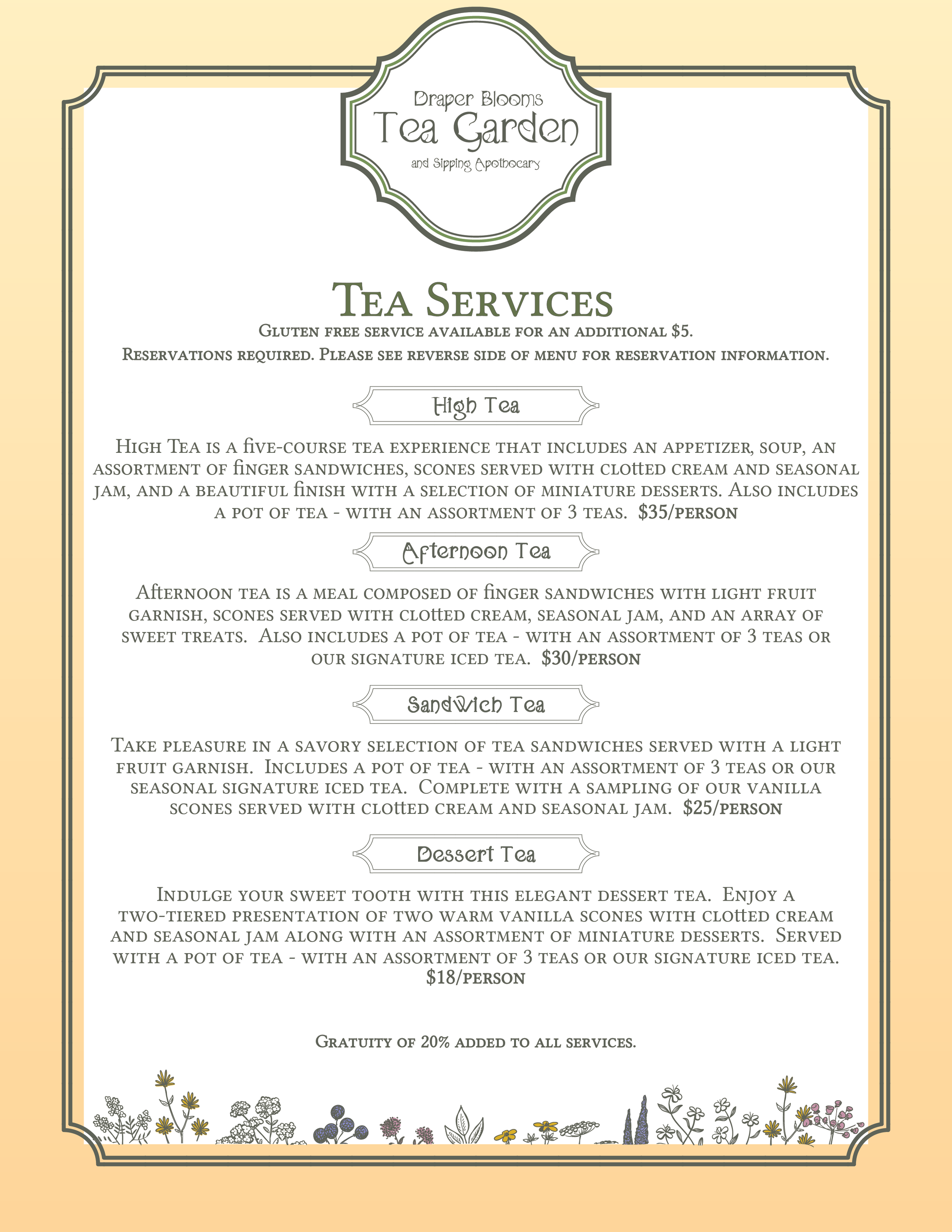 Menu For A Tea Luncheon