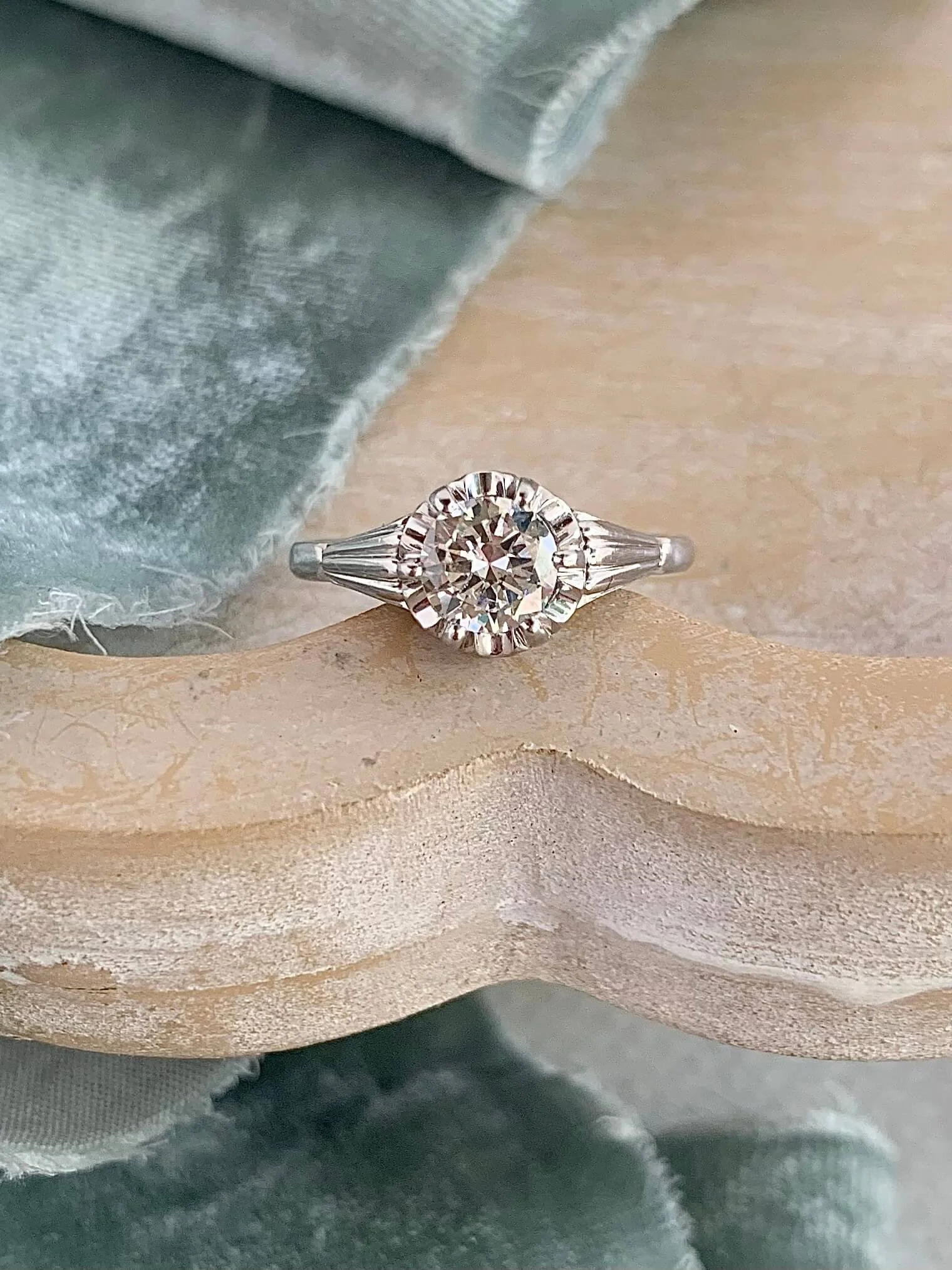 Estate Diamond 14k White Gold Engagement Ring