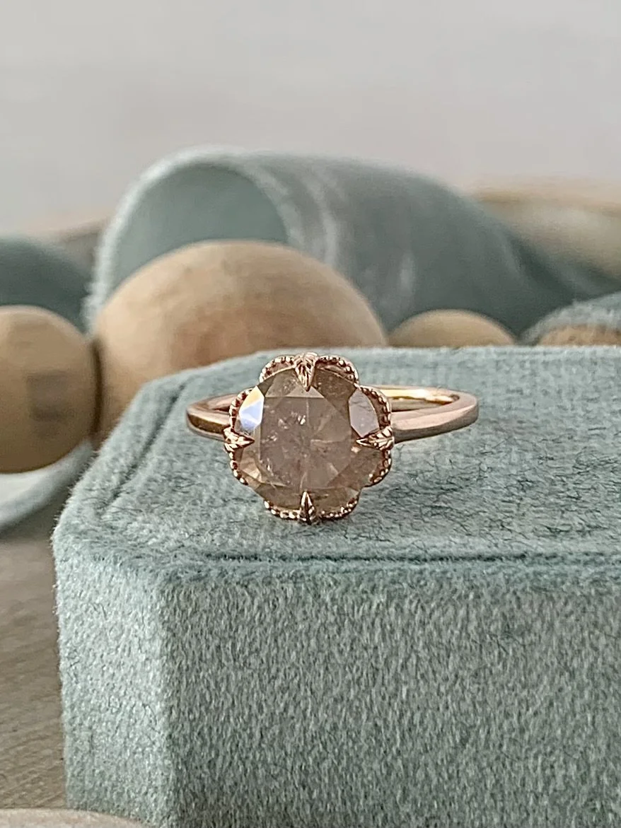 Sinéad Round Brilliant Whiskey Diamond 14k Rose Gold Engagement Ring