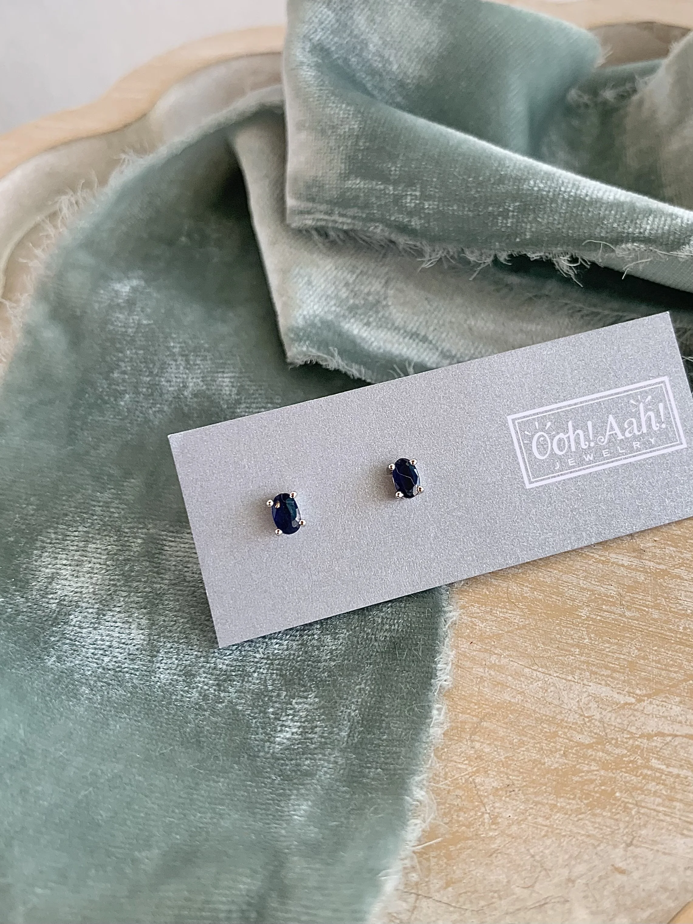 Enduring Sapphire Silver Stud Earrings