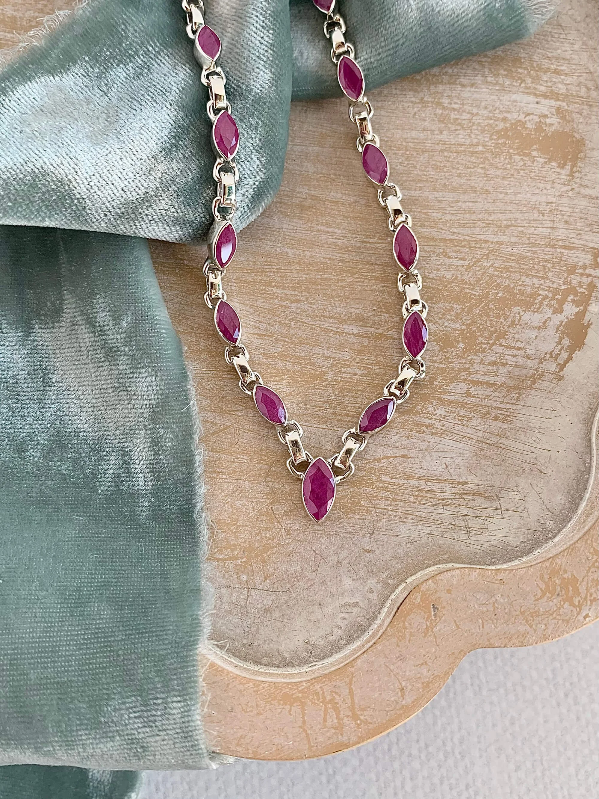 All the Marquise Ruby Silver Necklace