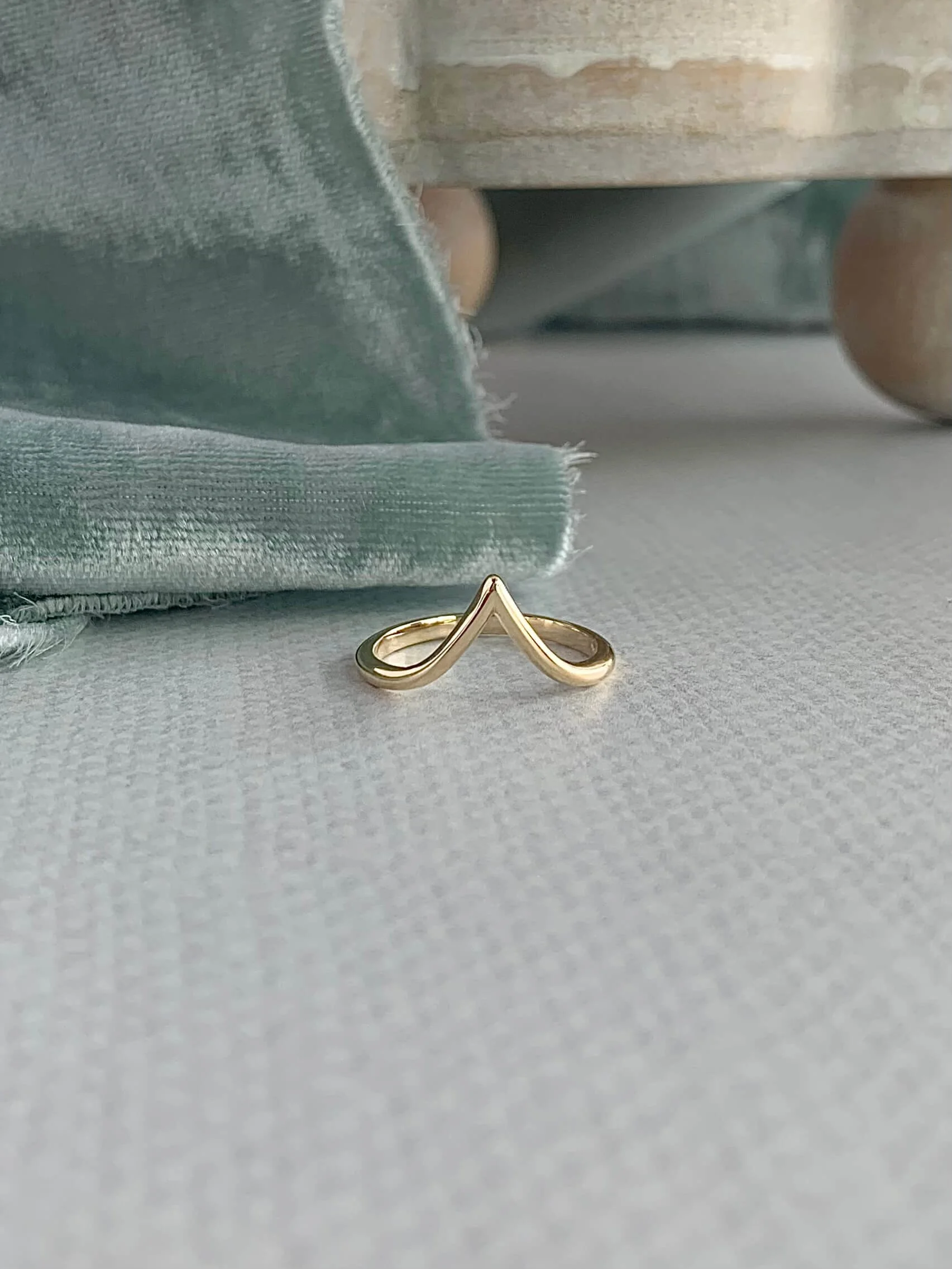 Deep V Contour 14k Yellow Gold Band