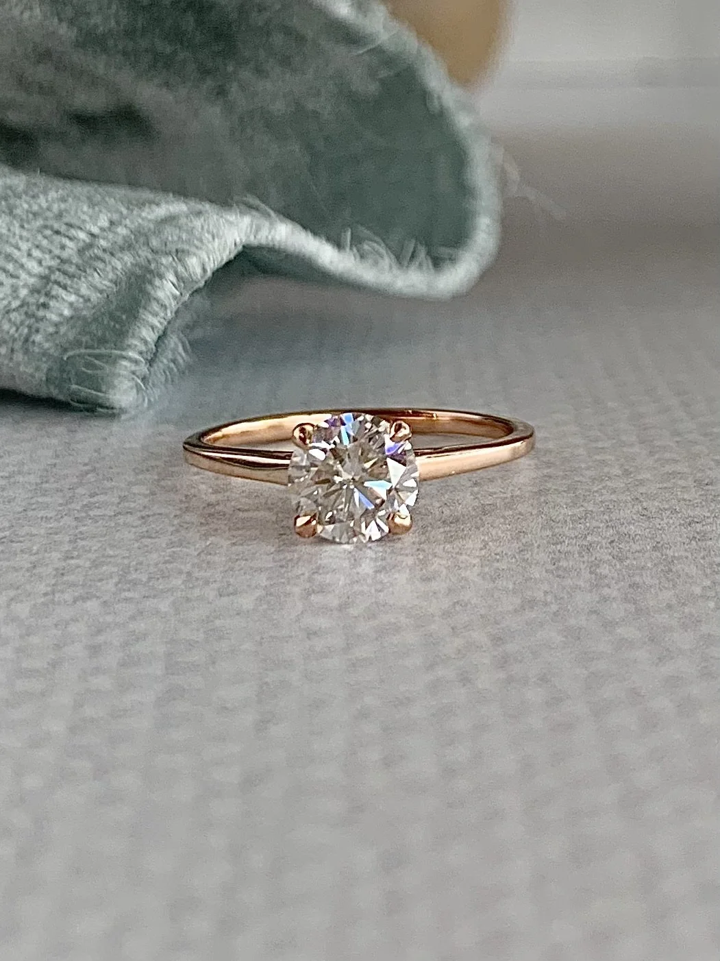 Morgan Round Brilliant Cut 1 Carat Moissanite 14k Rose Gold Solitaire Engagement Ring