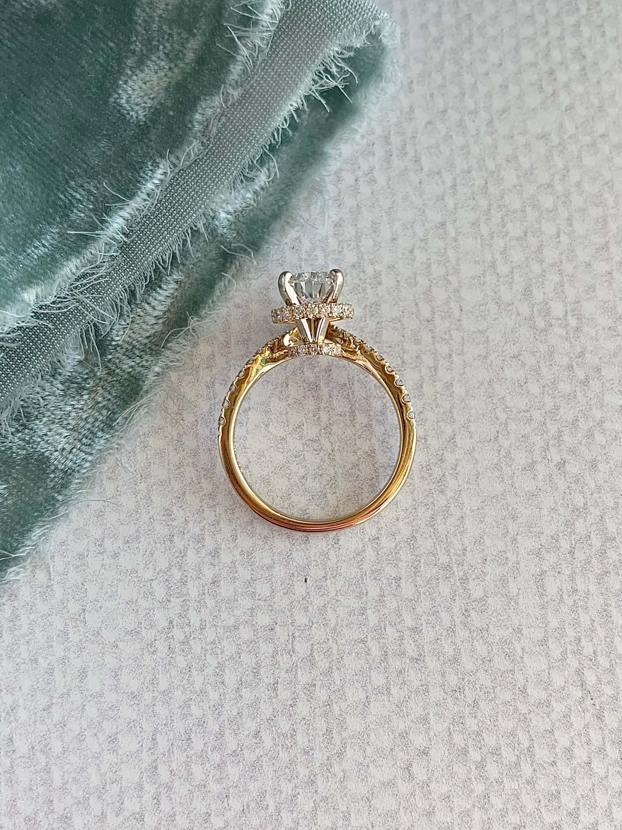 Claudia 1.21ct Pear Cut Lab Diamond 14k Yellow Gold Lotus Engagement Ring