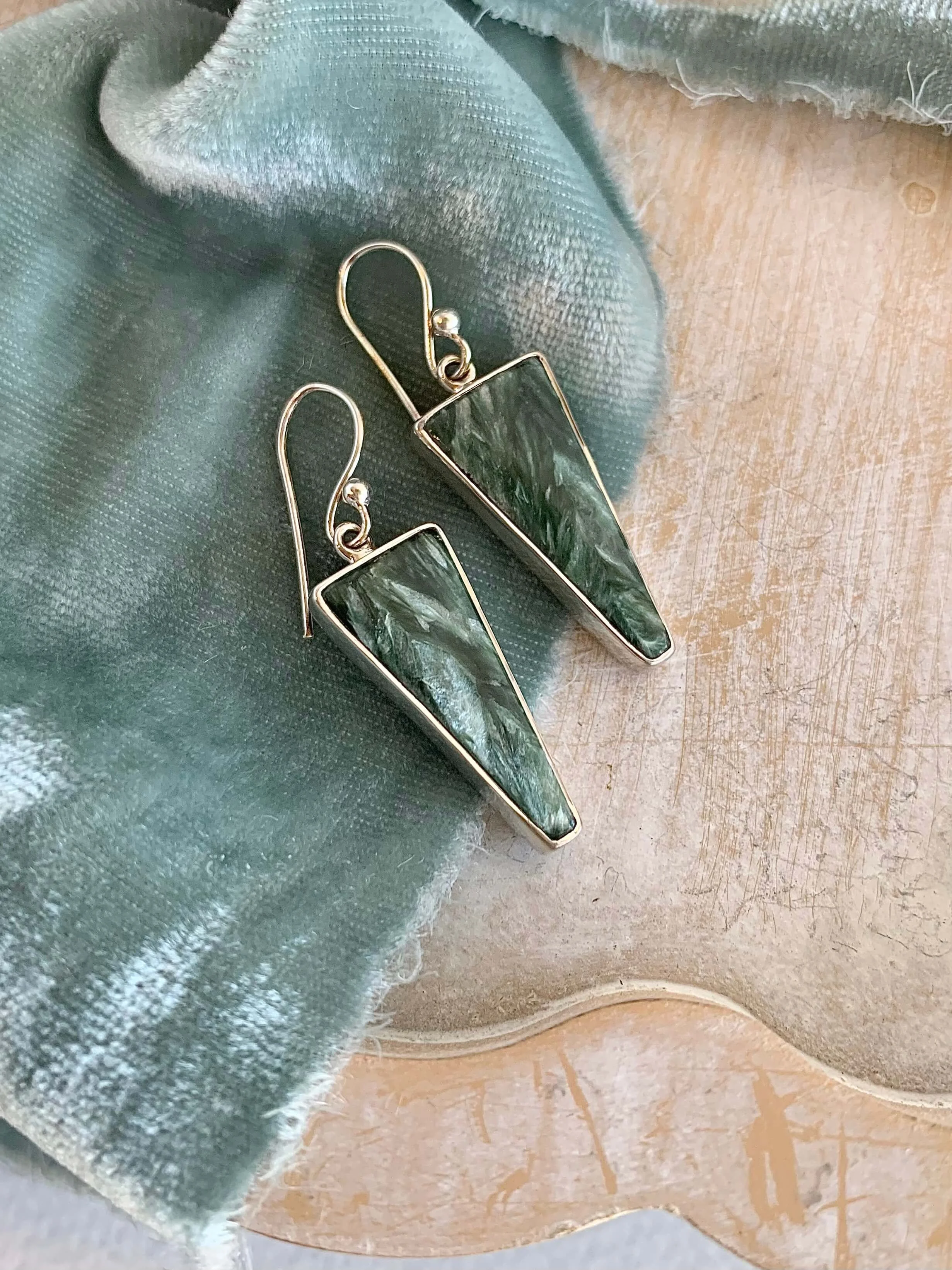 Aligning Seraphinite Silver Earrings