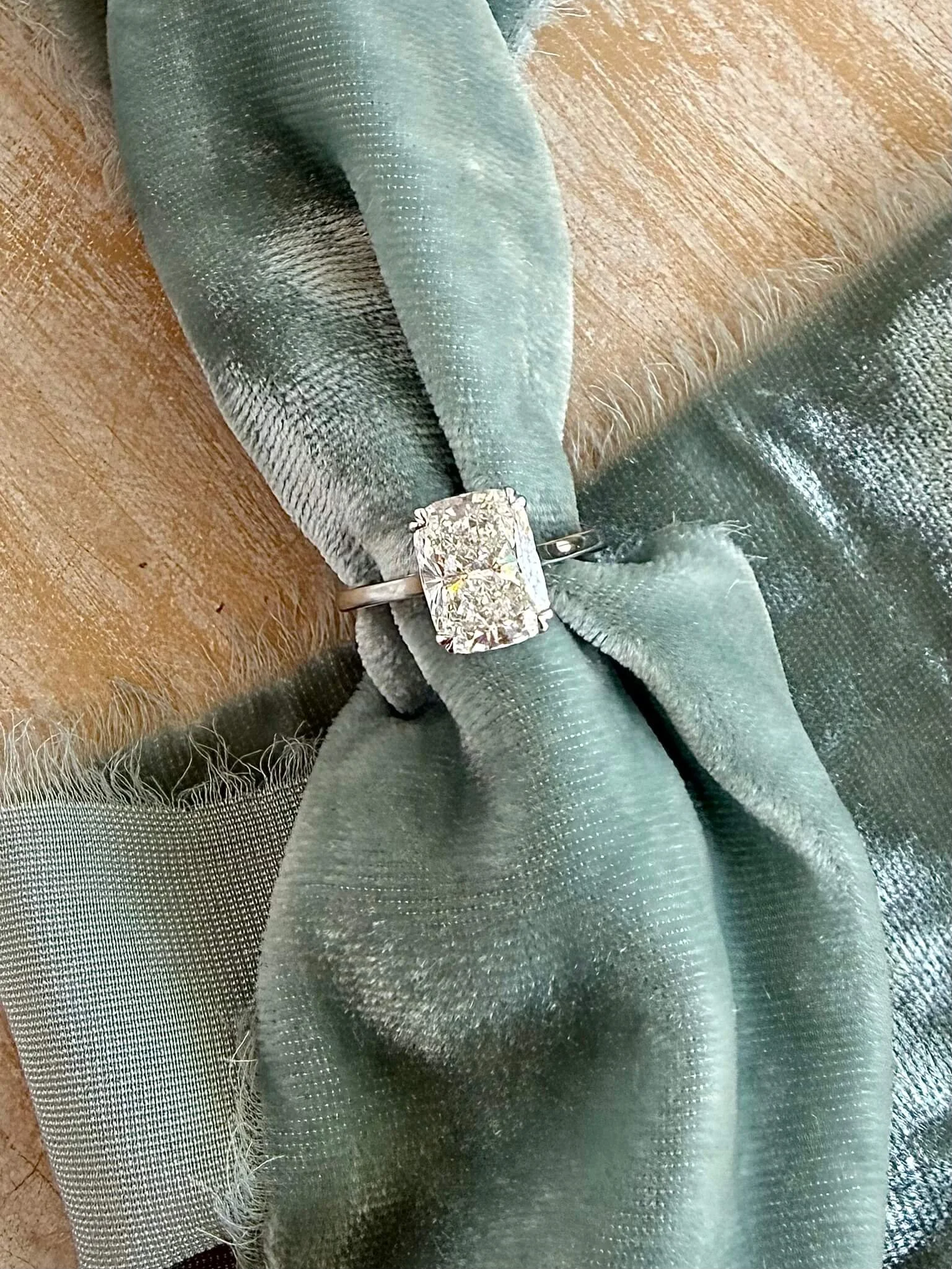 Rhodes Cushion Cut 3.1ctw Lab Diamond Solitaire Engagement Ring