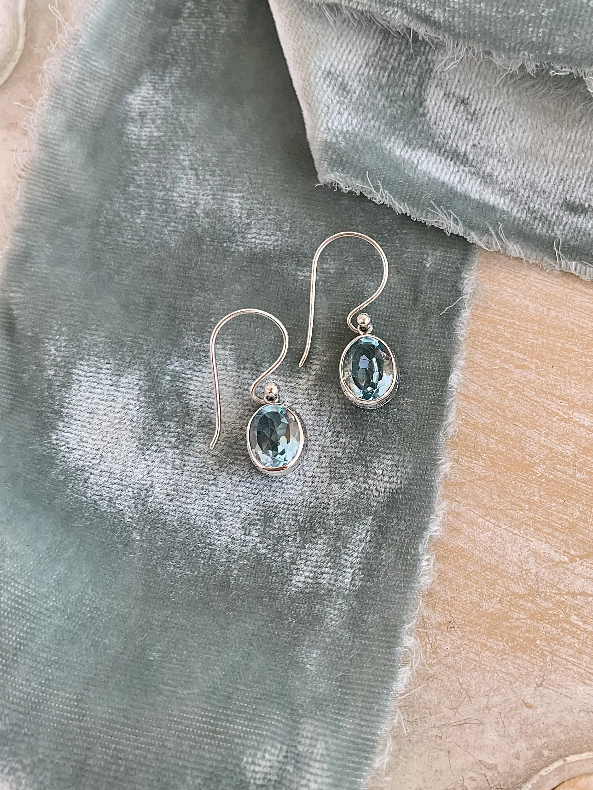 Bright Blue Topaz Silver Earrings