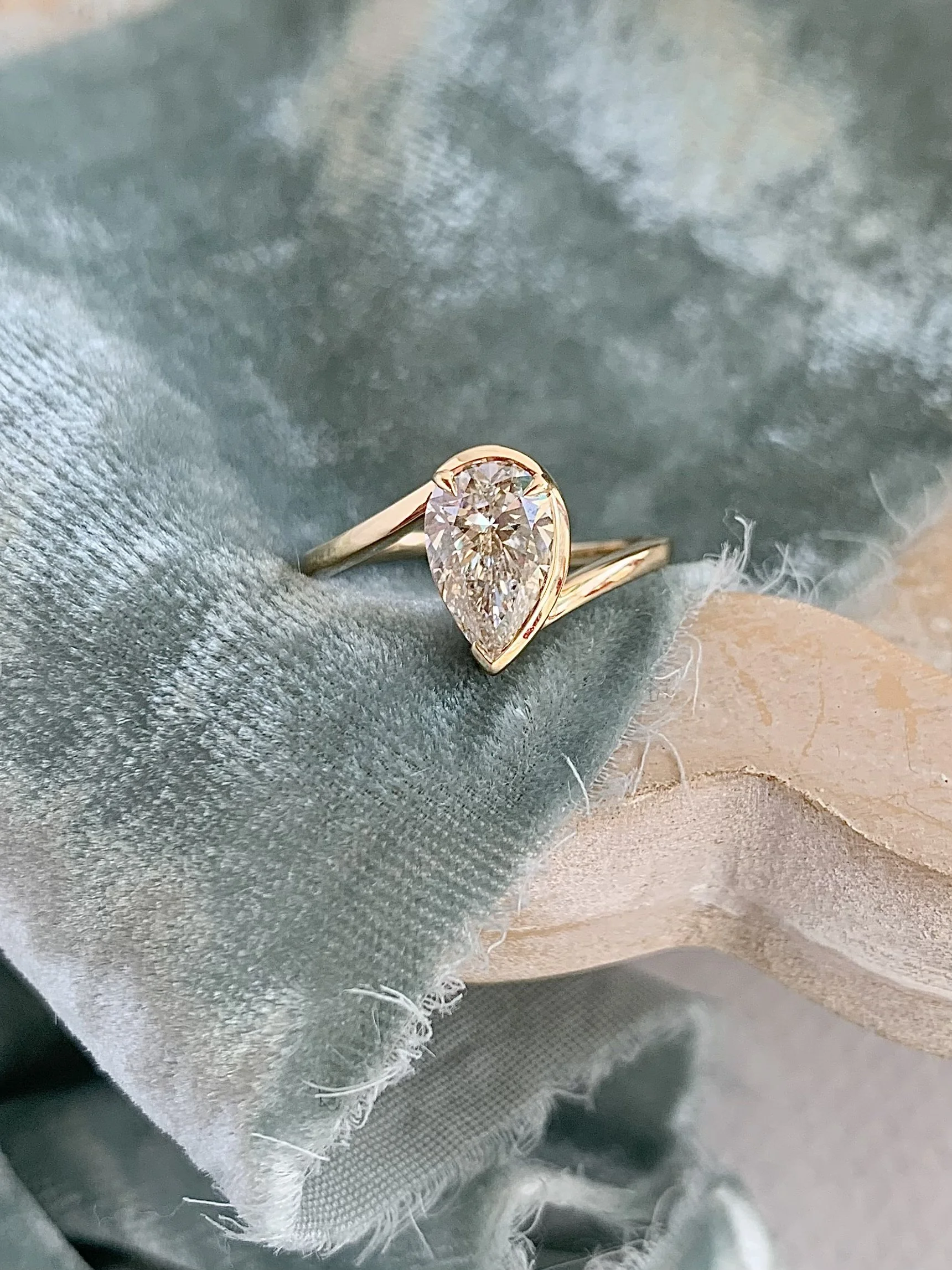 eden 1.6ct Pear Cut Lab Grown Diamond Bypass 14k Yellow Gold Engagement Ring