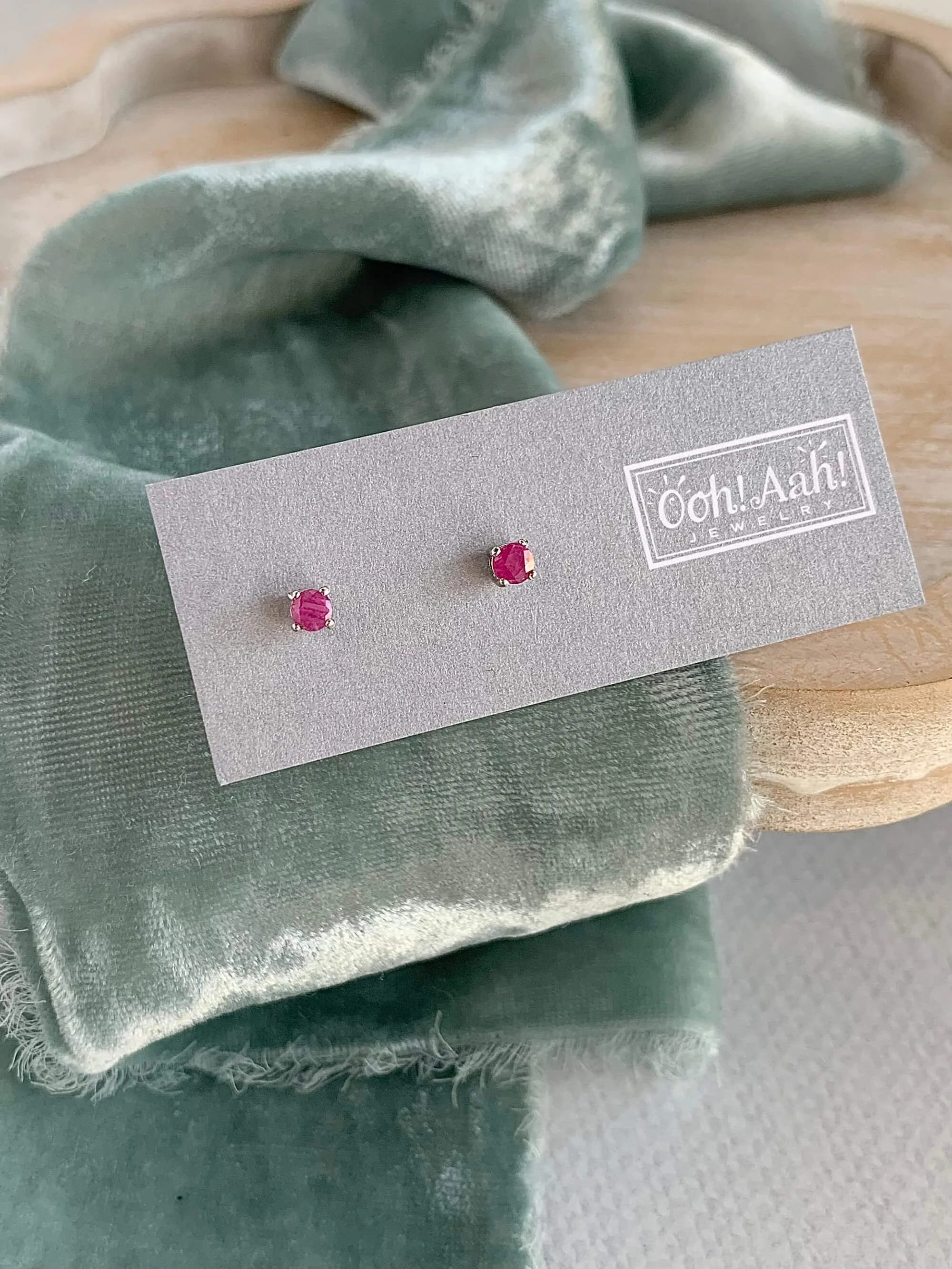Ripe Ruby Silver Stud Earrings