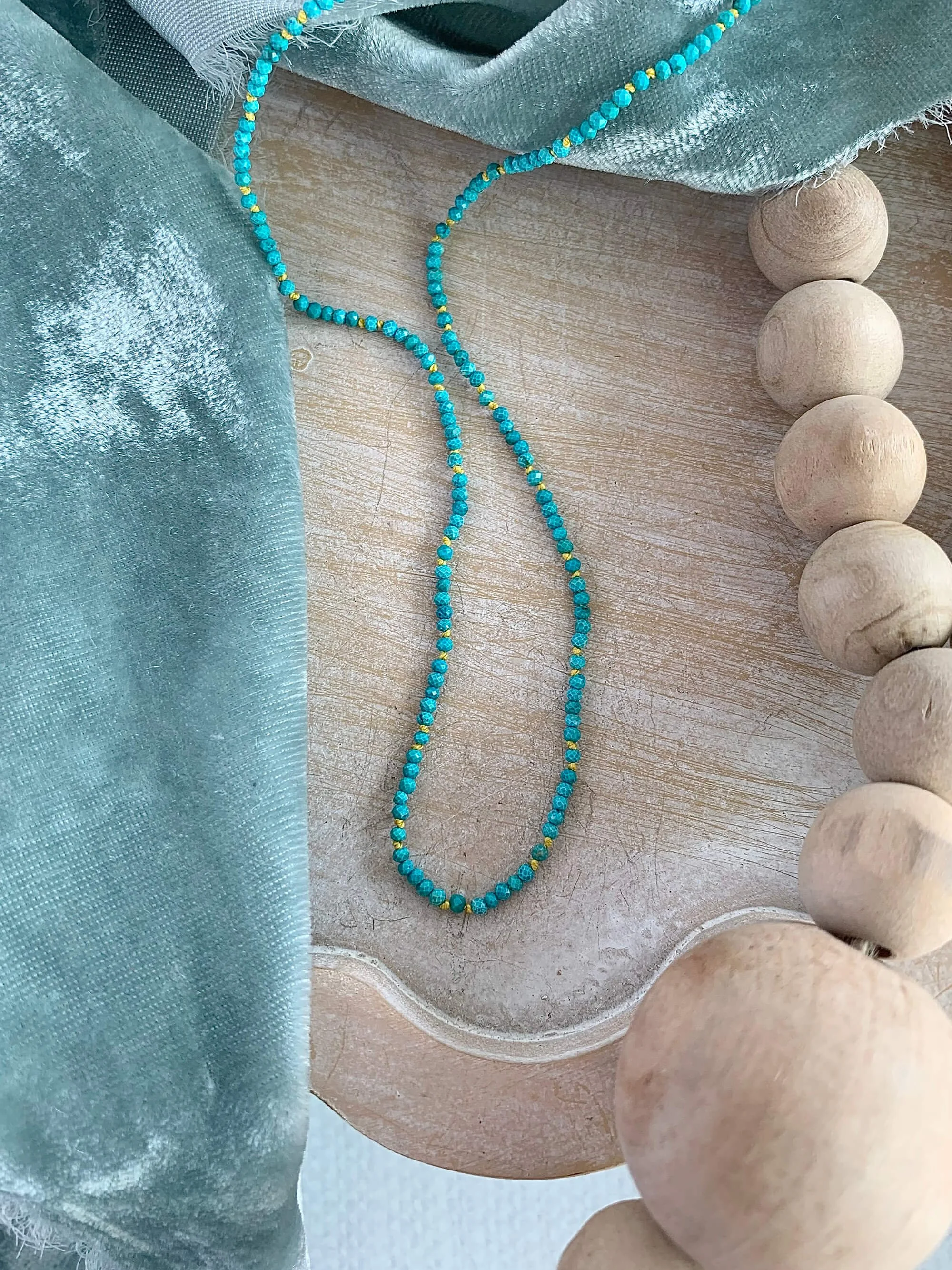 Hand-Knotted Ultra Dainty Turquoise Silver Strand