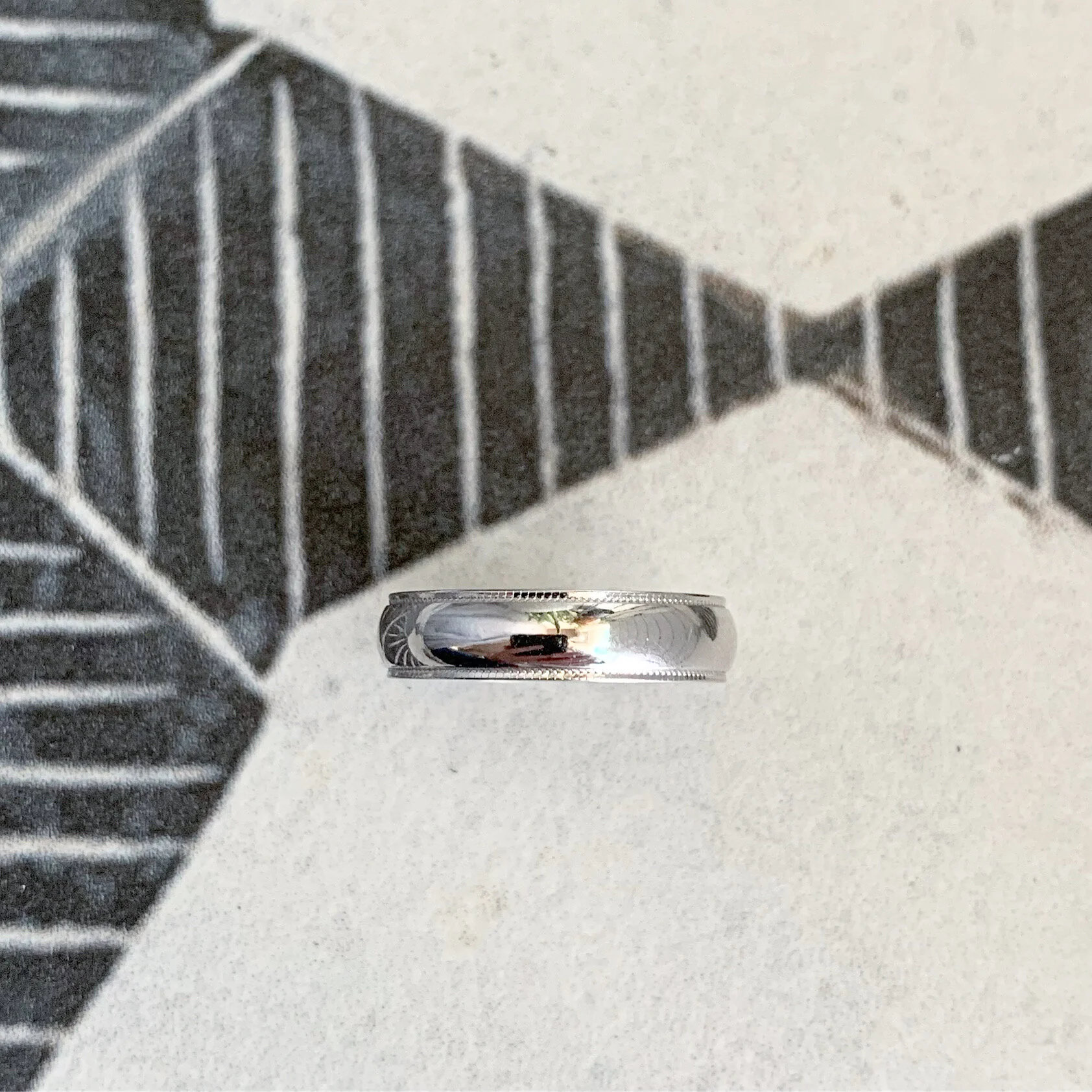 14k white 5mm half round light milgrain wedding band $592.00mgl10-5mm.JPG