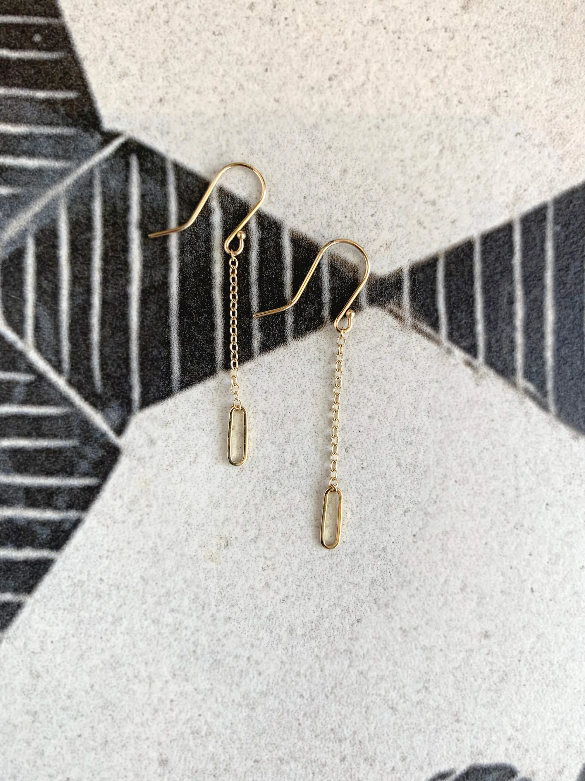 Slender Chain Paperclip 14k Yellow Gold Earrings