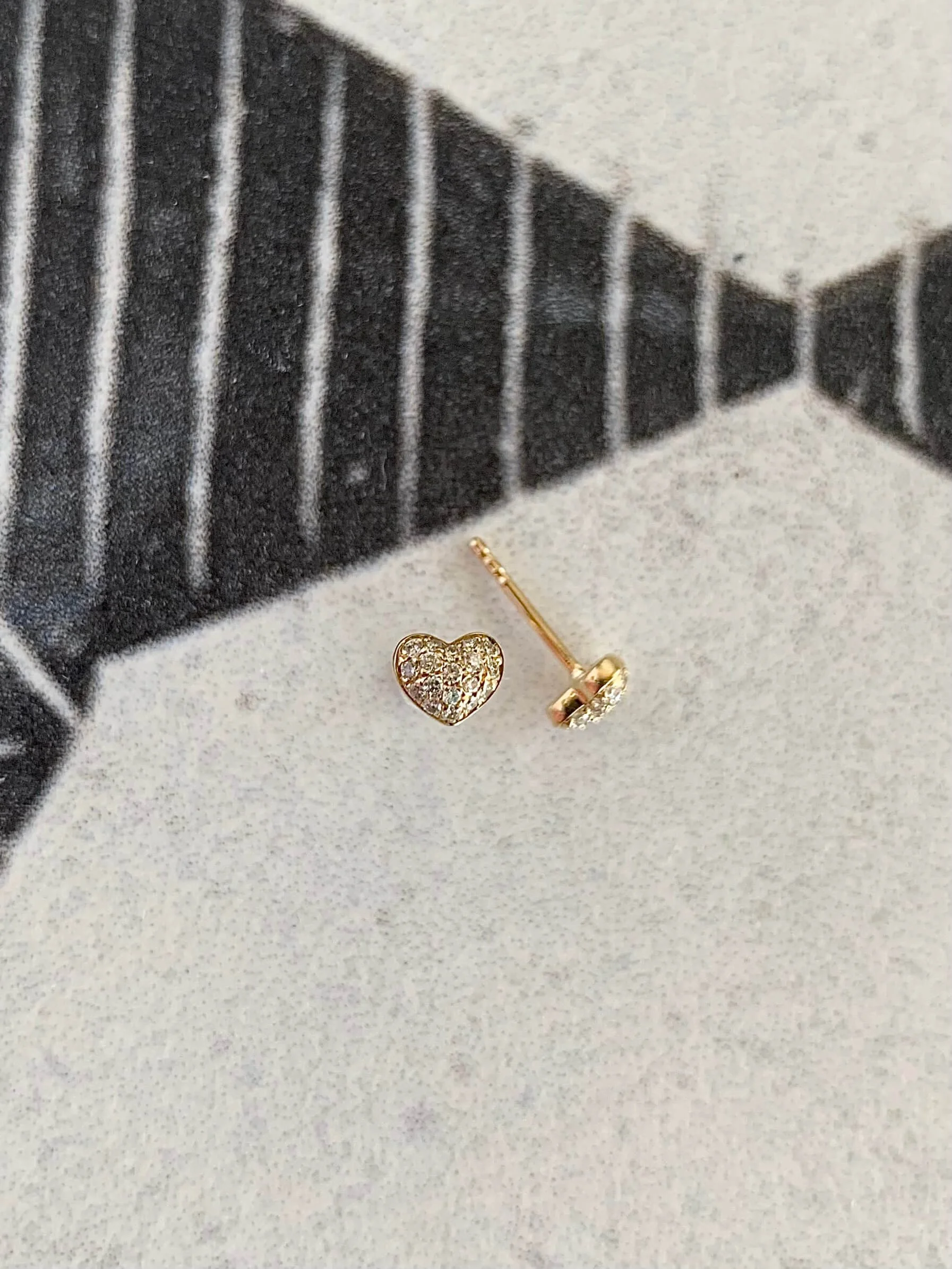 My Sweetheart Pave Diamond 14k Yellow Gold Stud Earrings