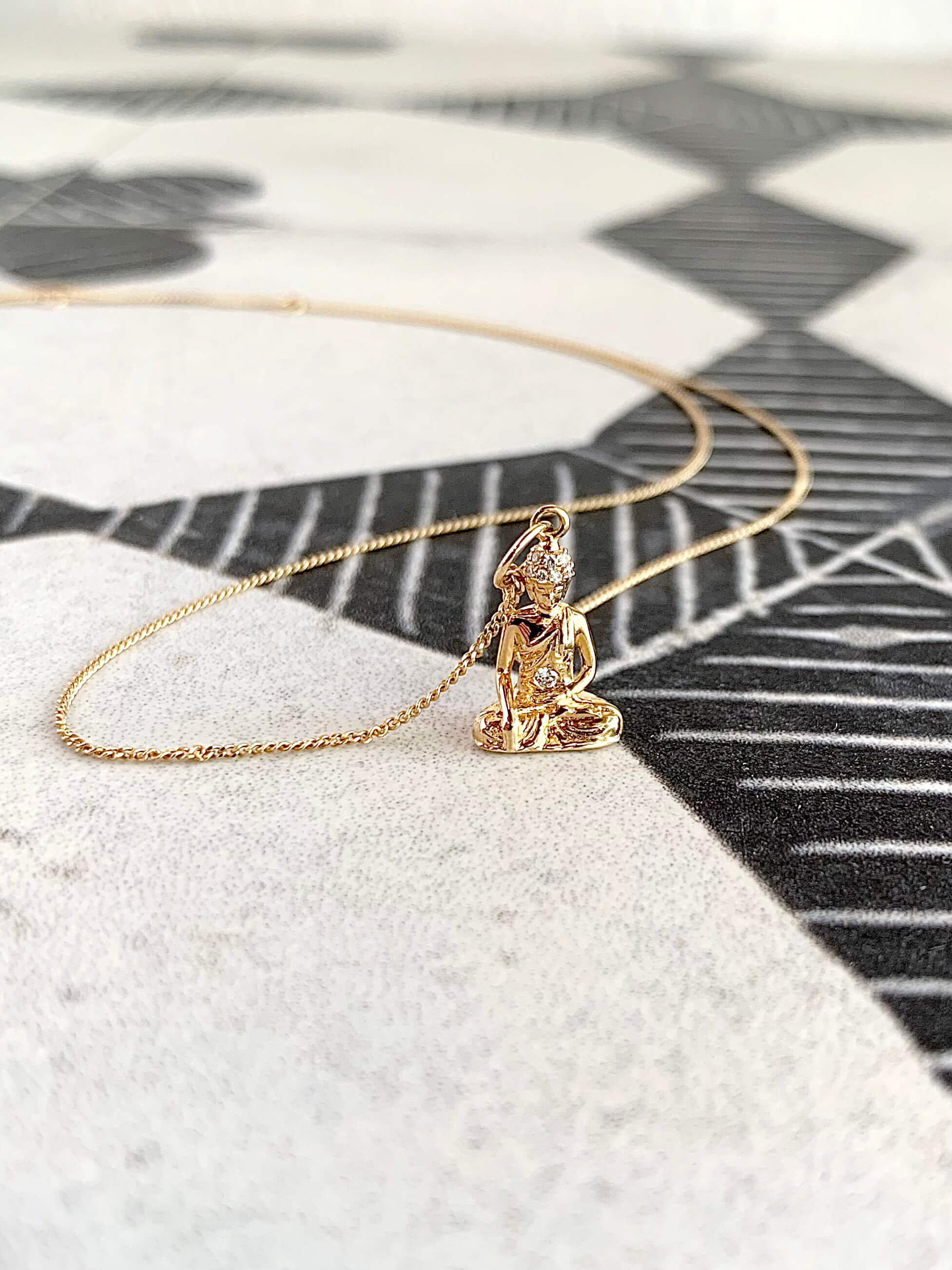 Buddha Diamond 14k Yellow Gold Necklace
