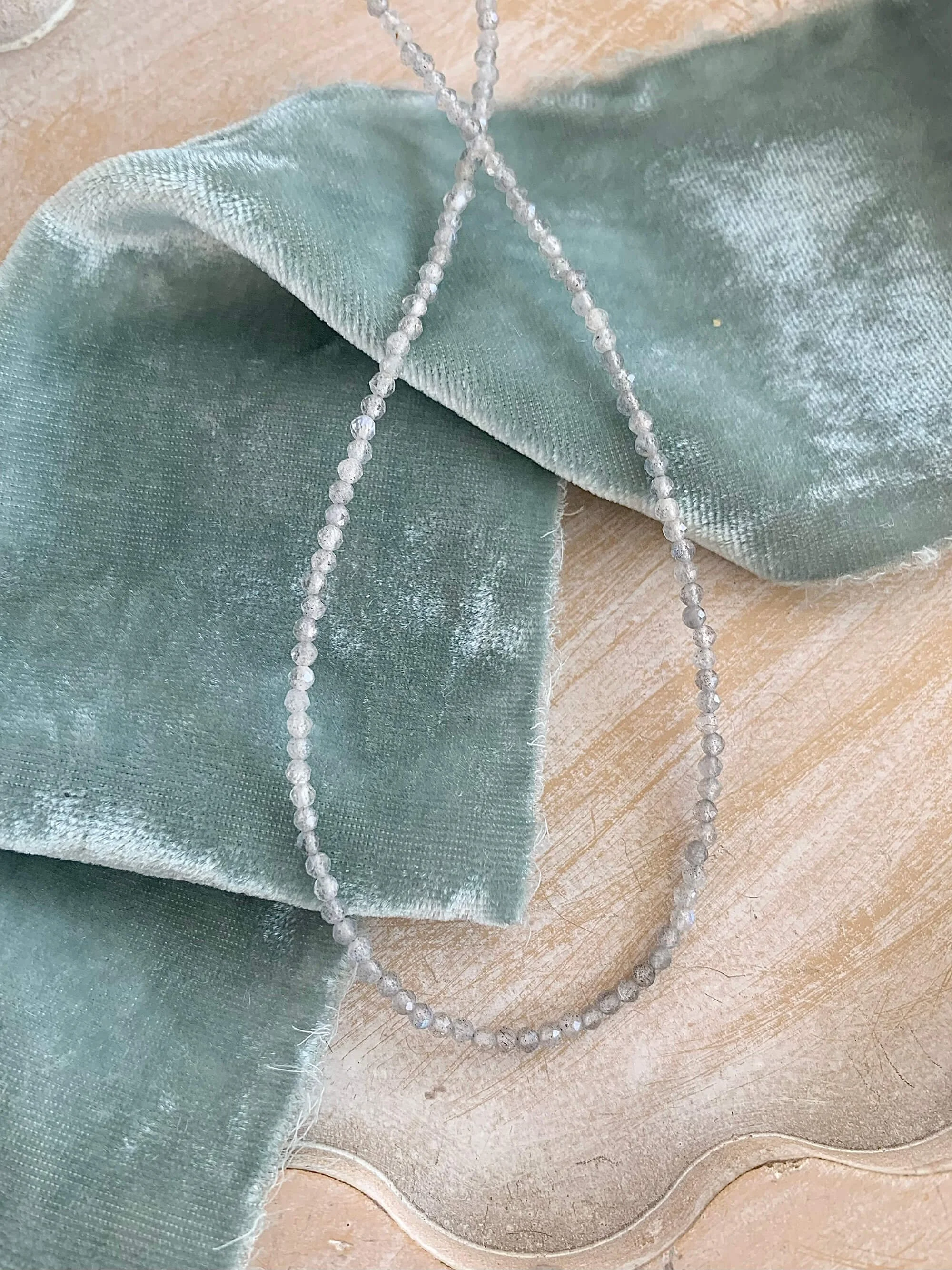 Pale Grey Labradorite Silver Strand