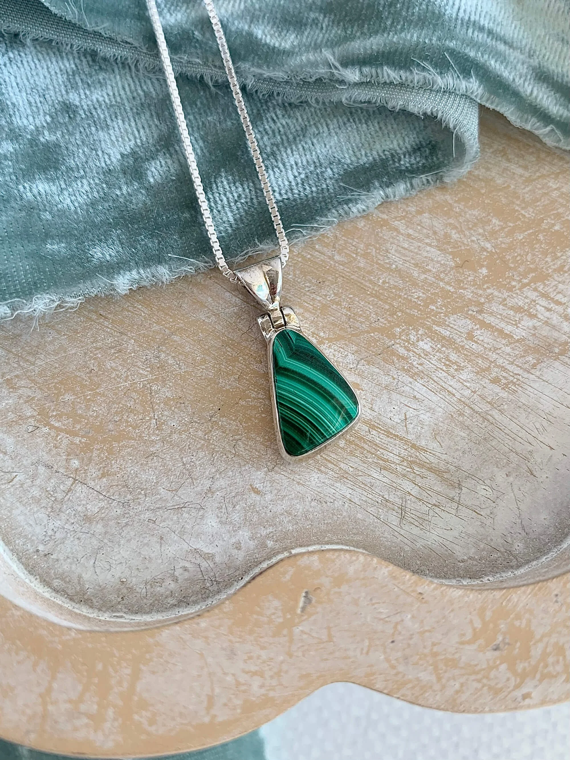 Prosperous Malachite Silver Necklace