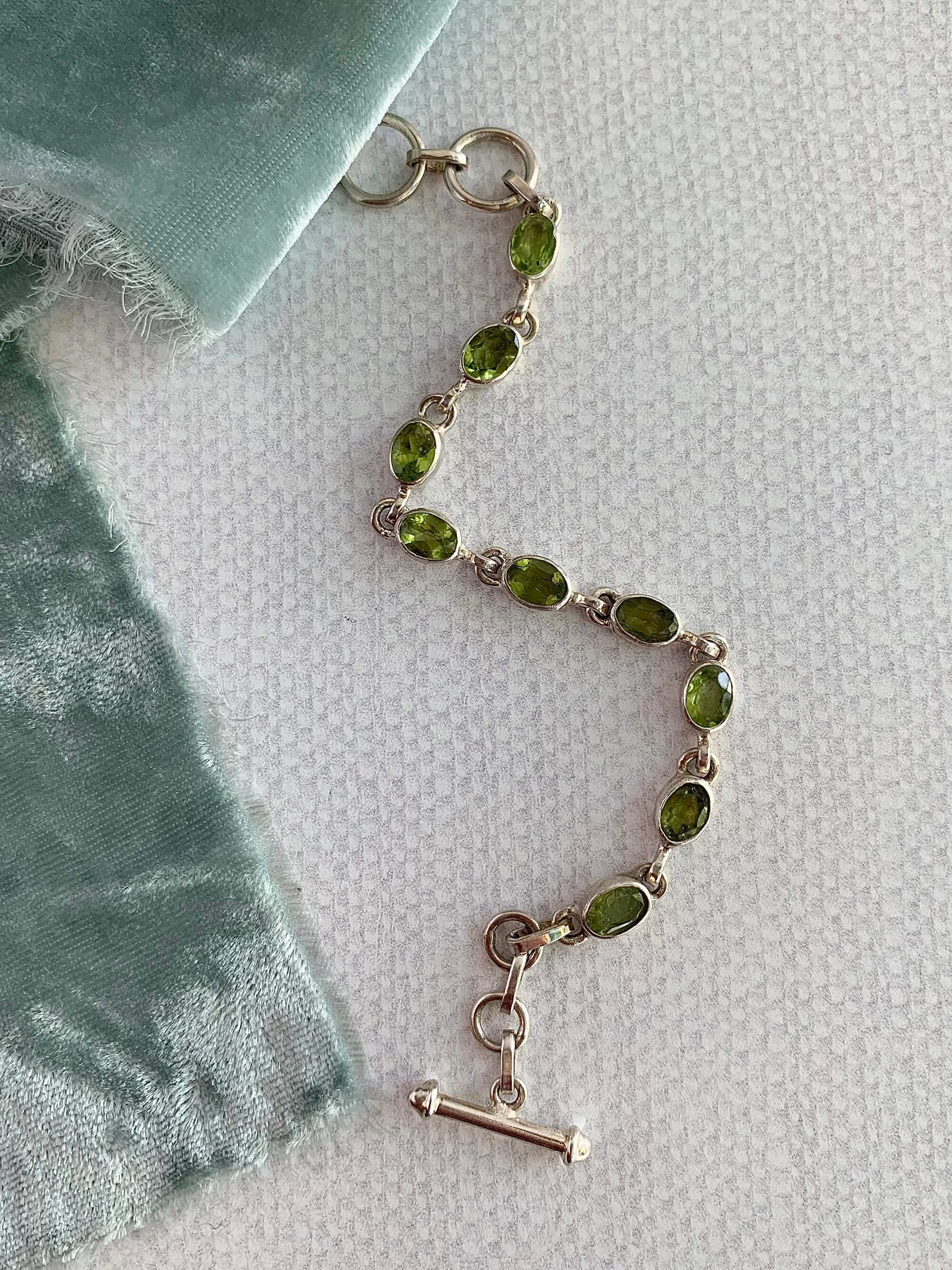 Verdant Peridot Silver Bracelet
