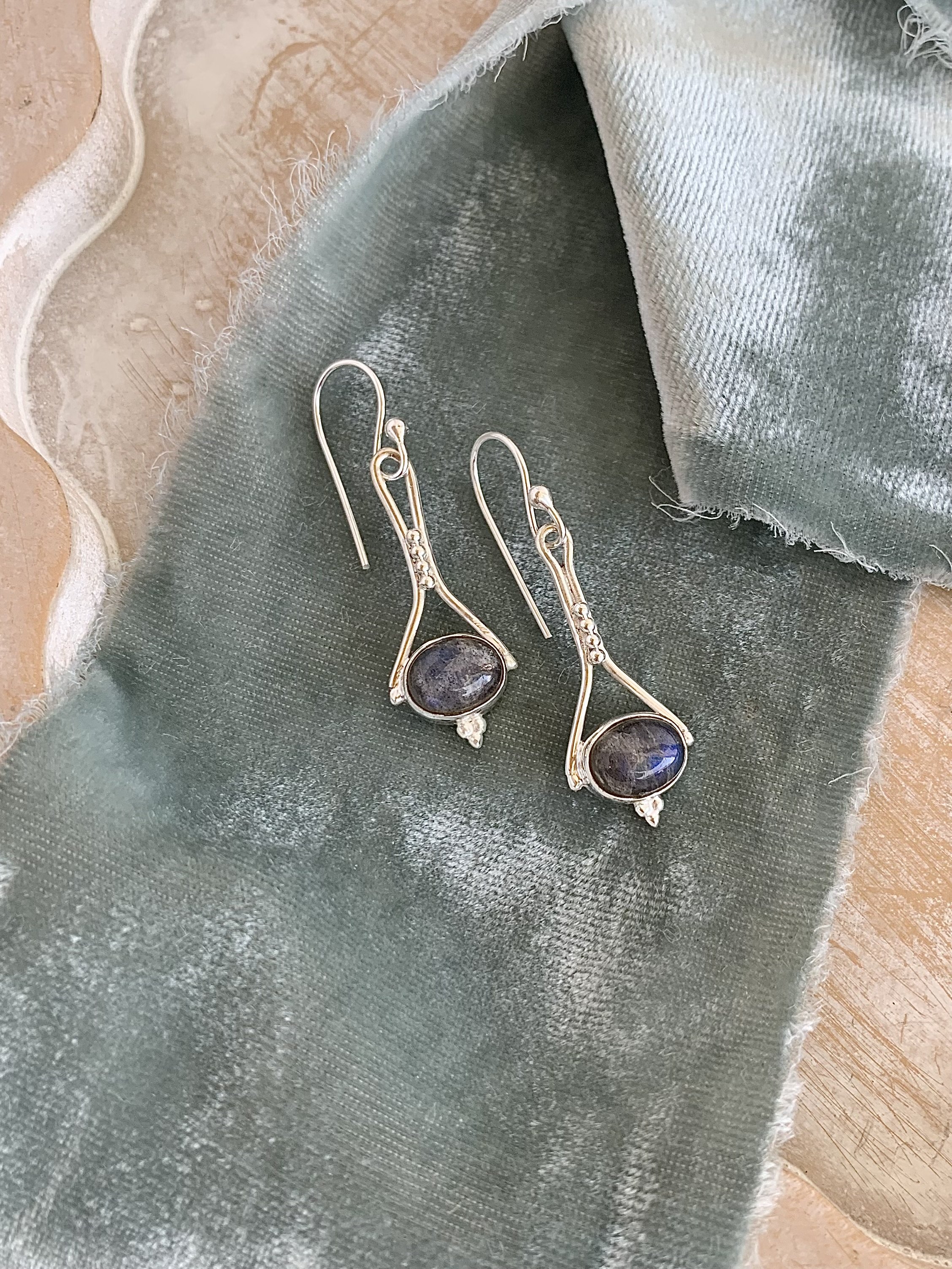 Magic Labradorite Silver Earrings