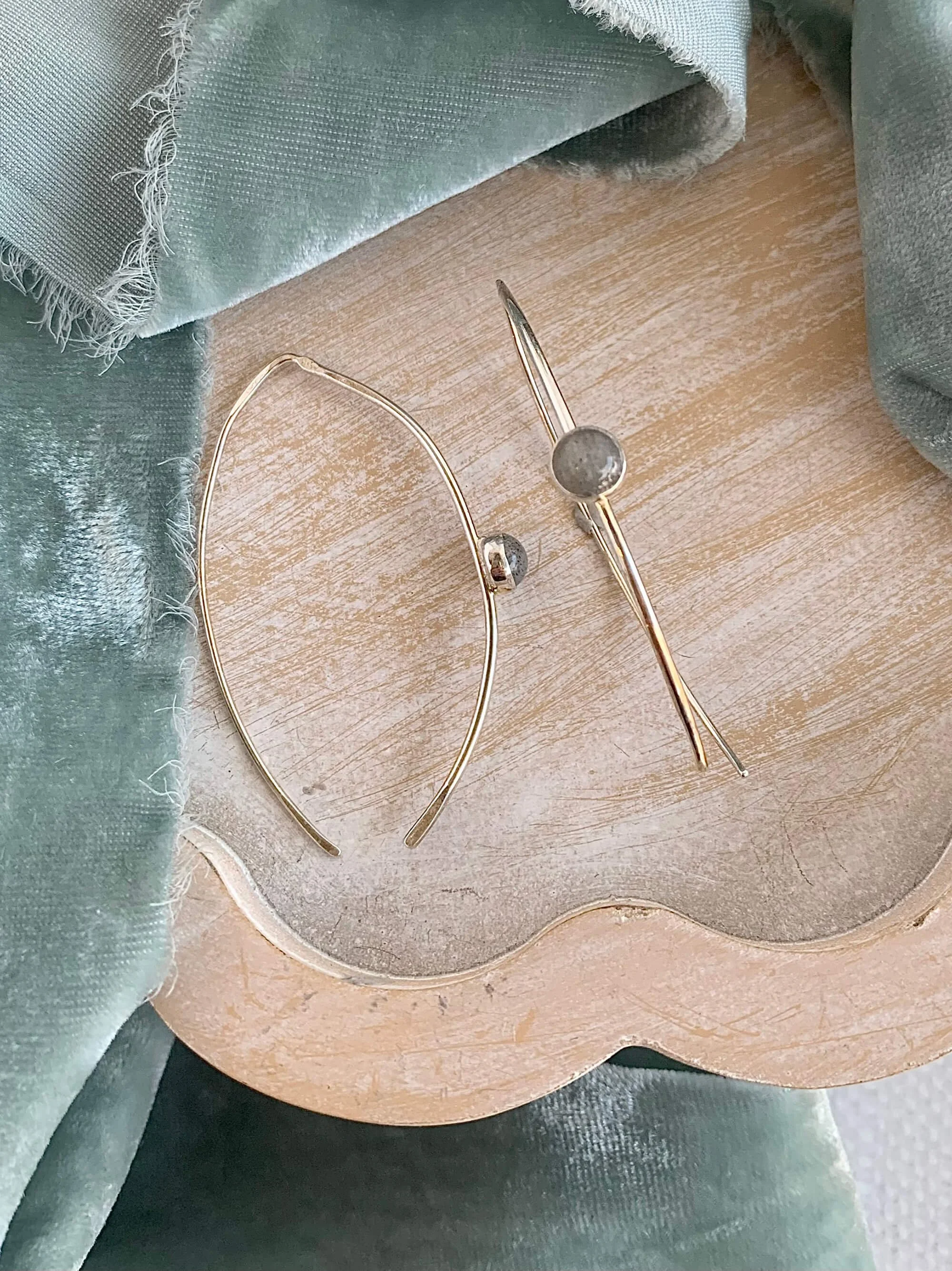 Hand Made Labradorite Silver Hook Earrings