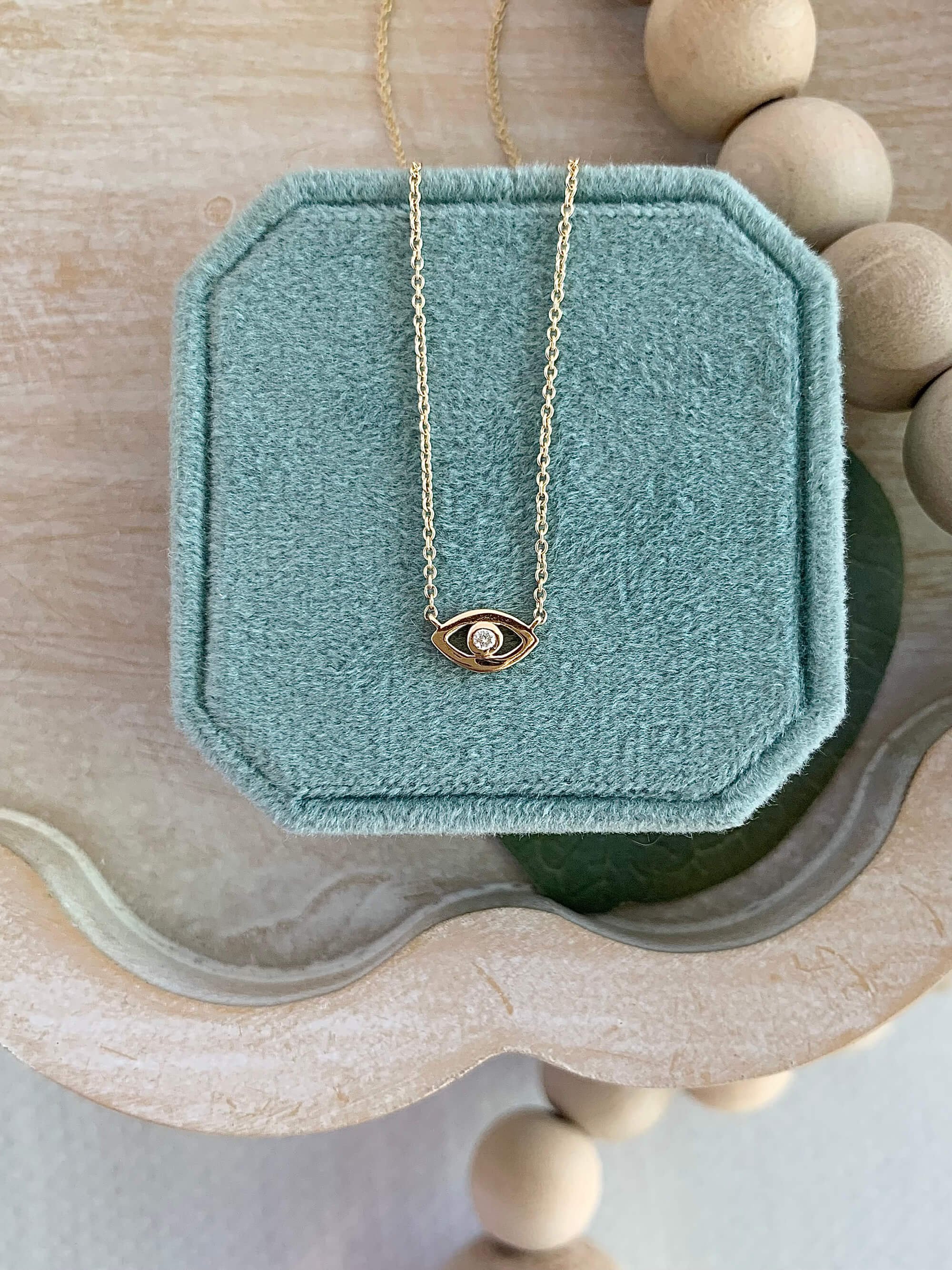 Protective Eye Diamond 14k Yellow Gold Necklace
