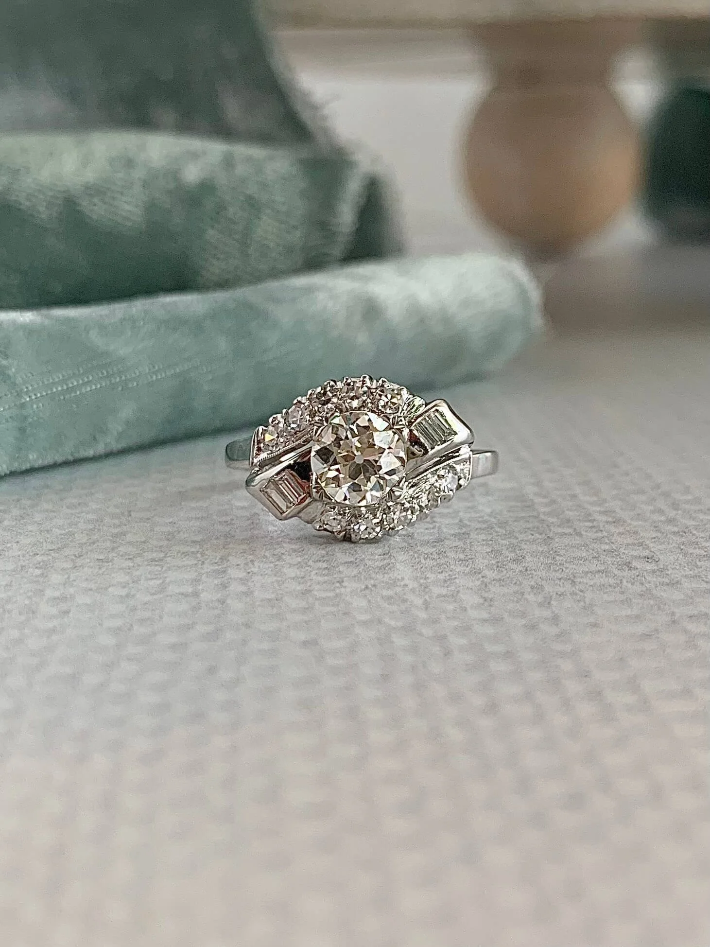 Estate Art Deco Diamond Platinum Engagement Ring