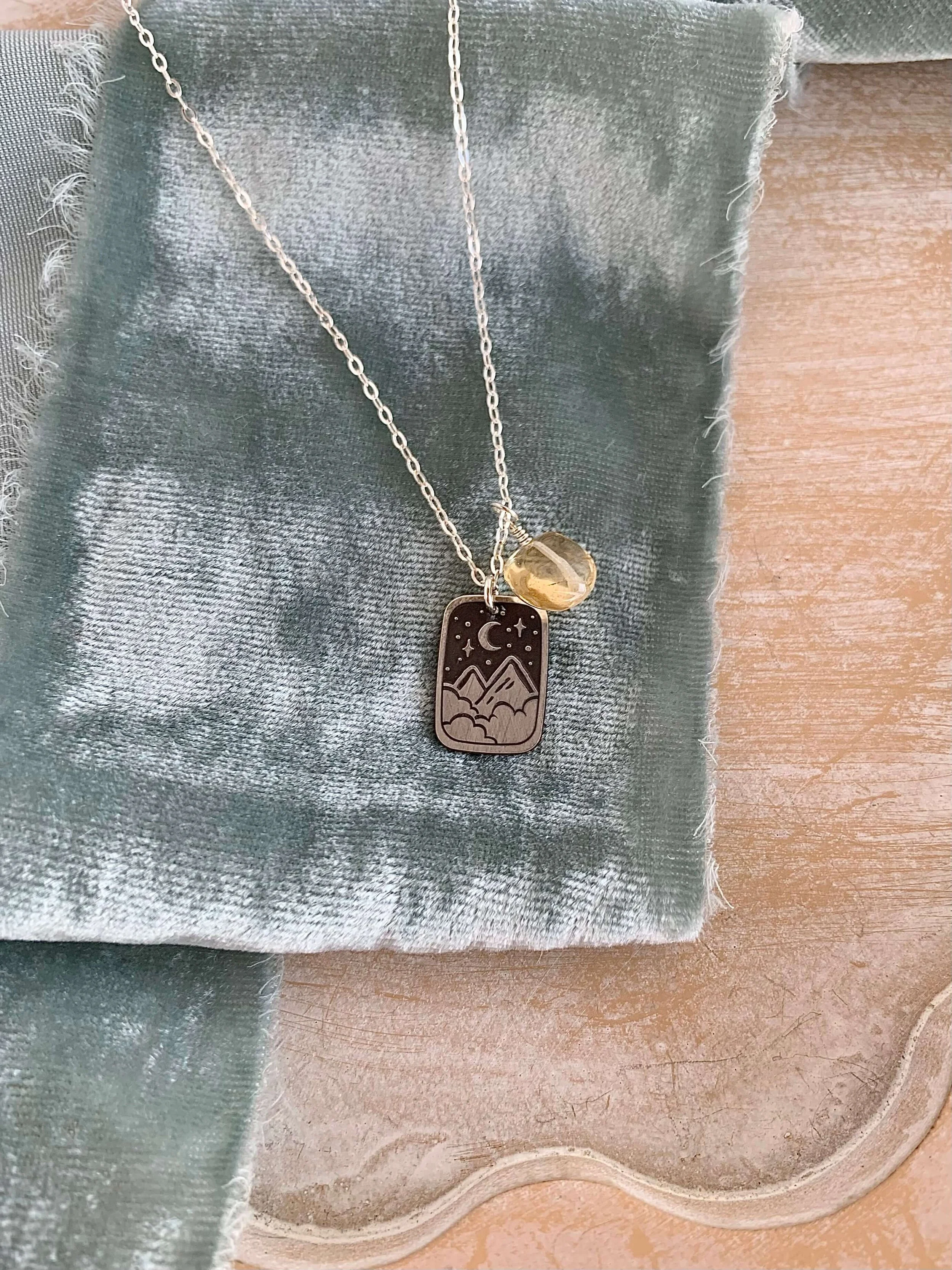 Truchas Peak Citrine Silver Necklace