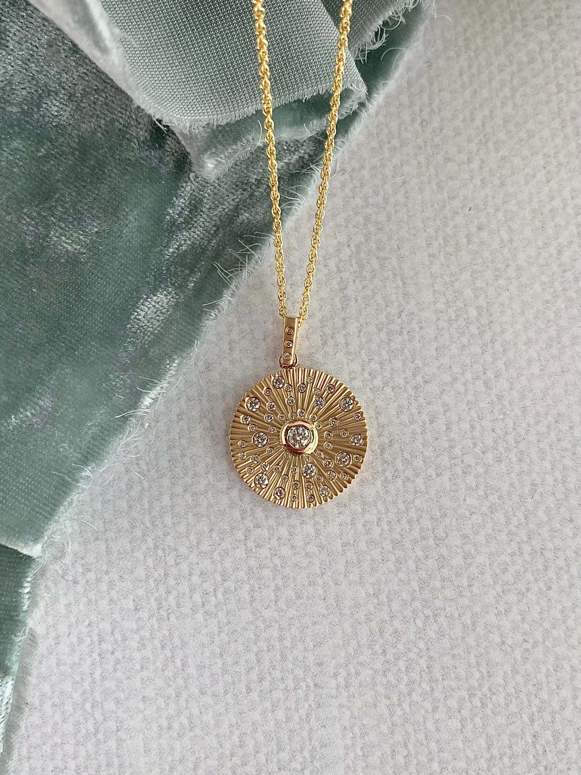Nebula Diamond Medallion 14k Yellow Gold Necklace