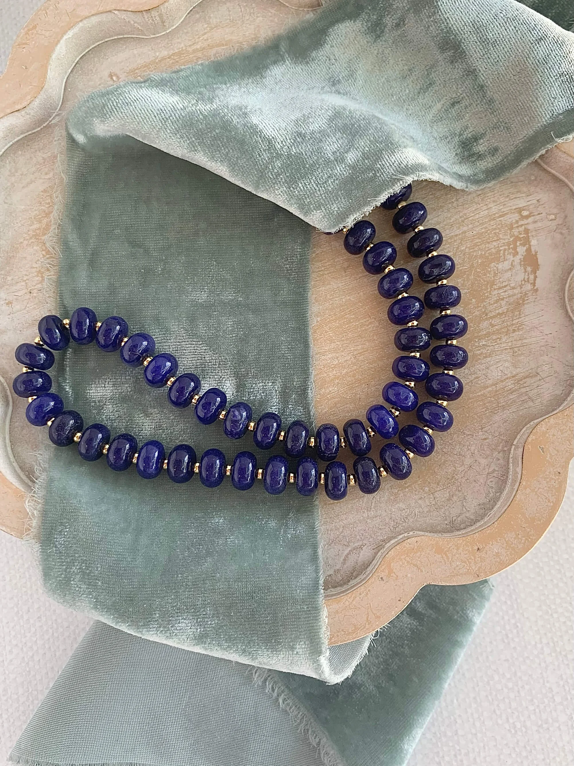 Statement Lapis Mixed Metal Necklace