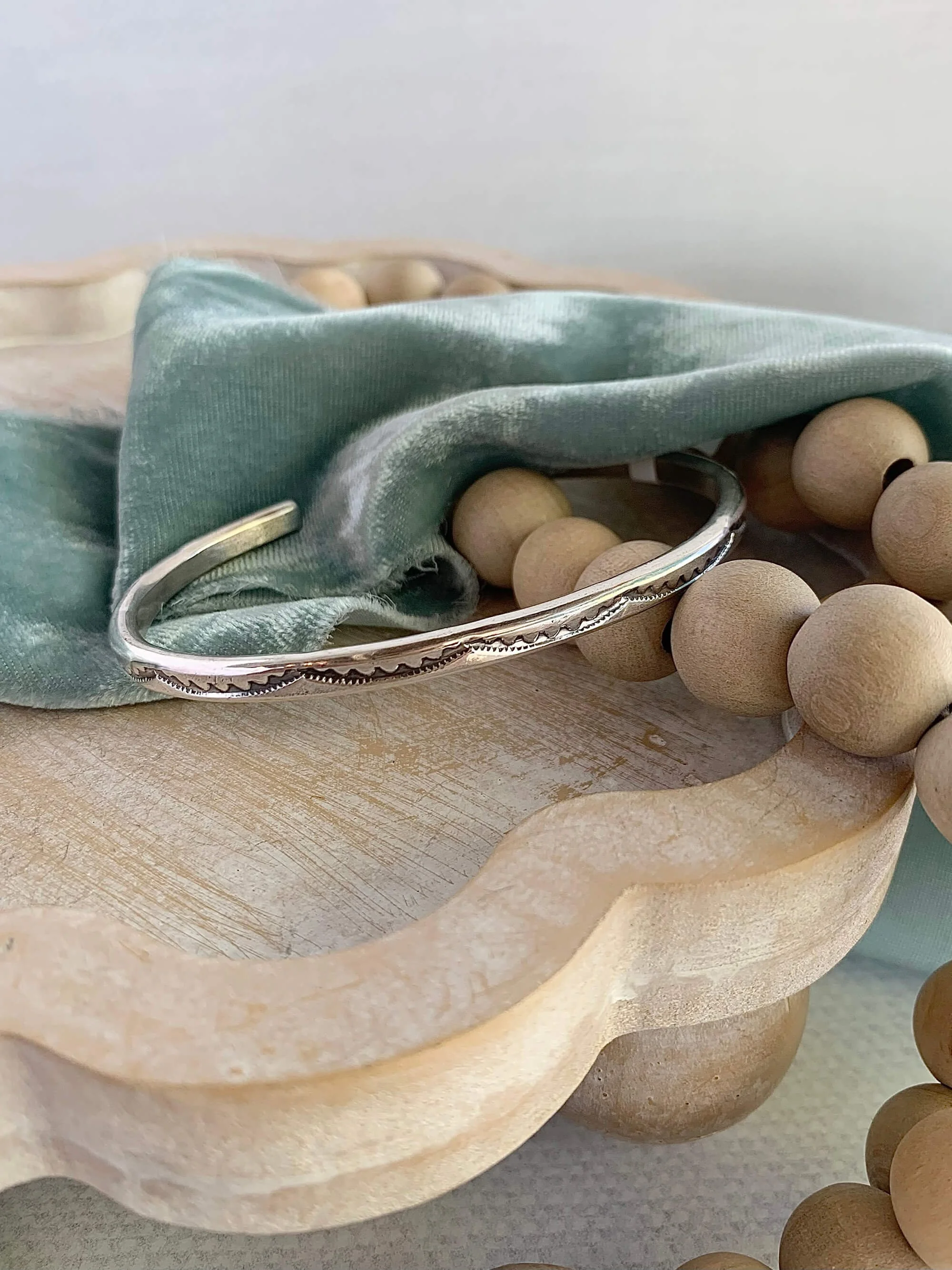 Peaks & Valleys Hand Stamped Silver Cuff