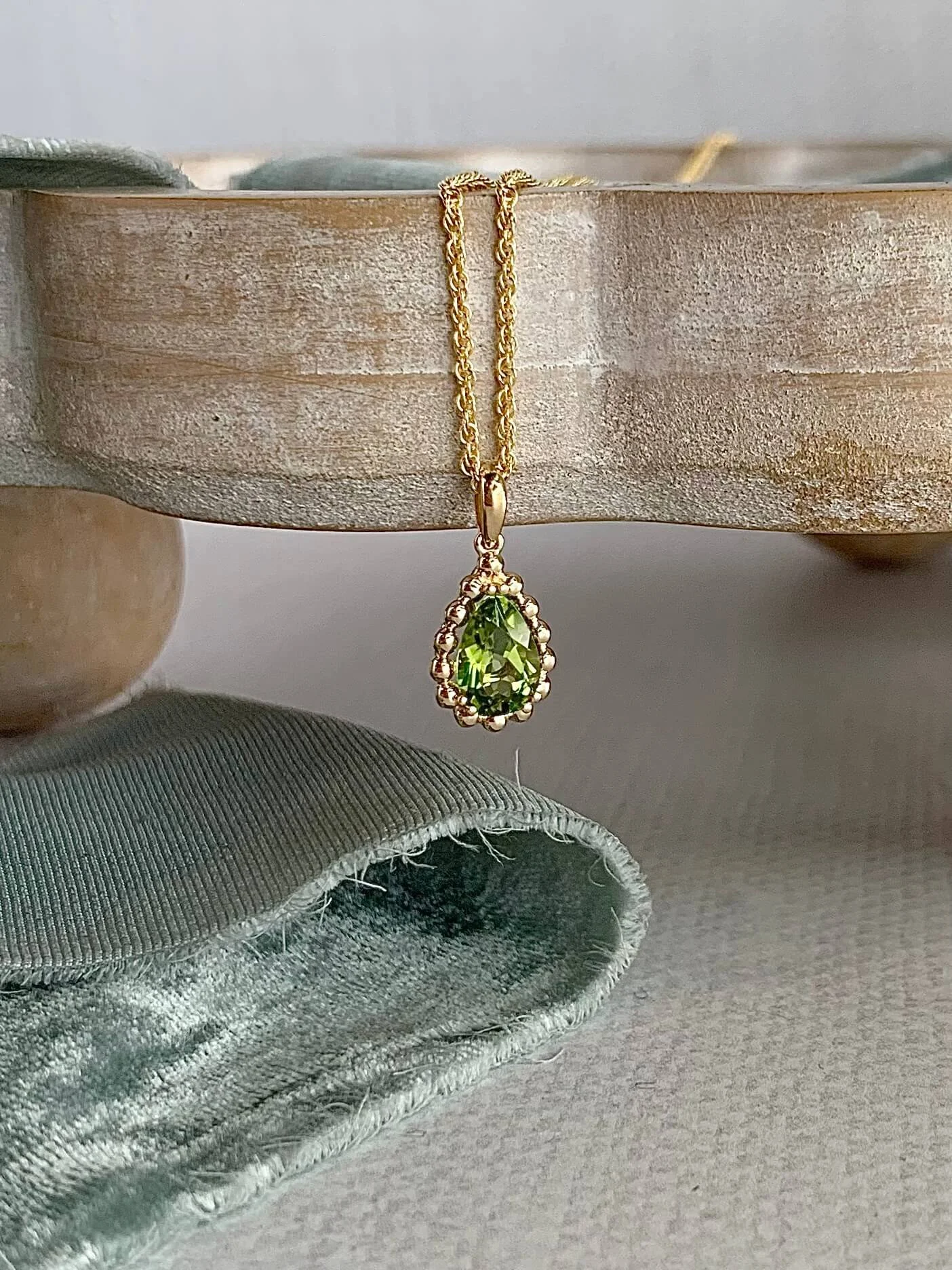 Spring Green Peridot 14k Yellow Gold Necklace